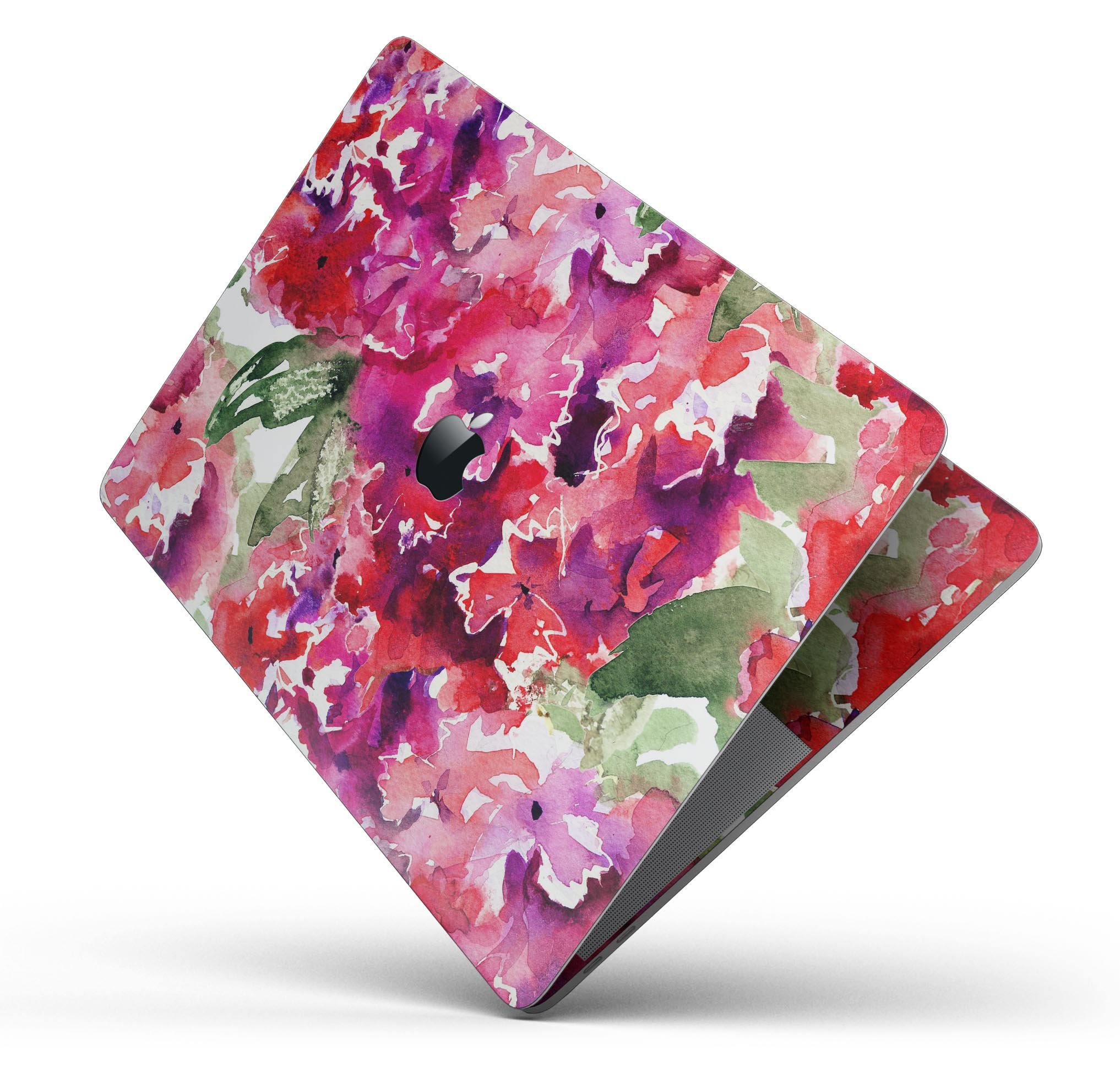Tropical Hydrangea Flowers skin decal wrap kit for MacBook, showcasing vibrant floral design and premium vinyl material.