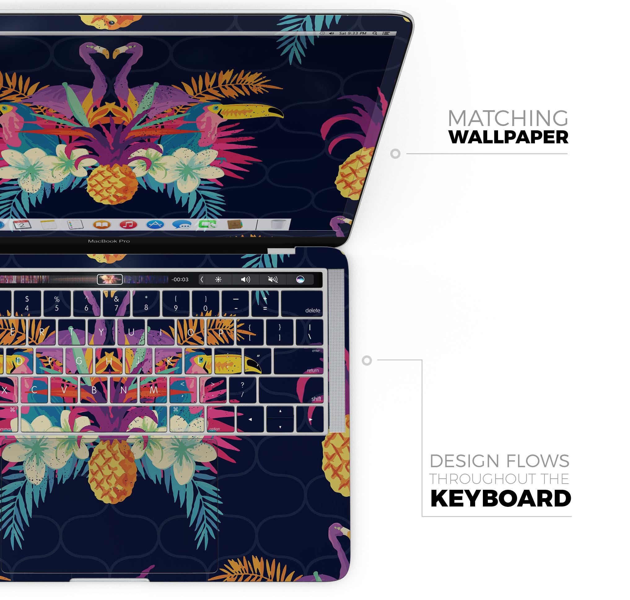 Tropical Neon Summer Reflect skin decal wrap kit for MacBook, showcasing vibrant colors and a sleek design.
