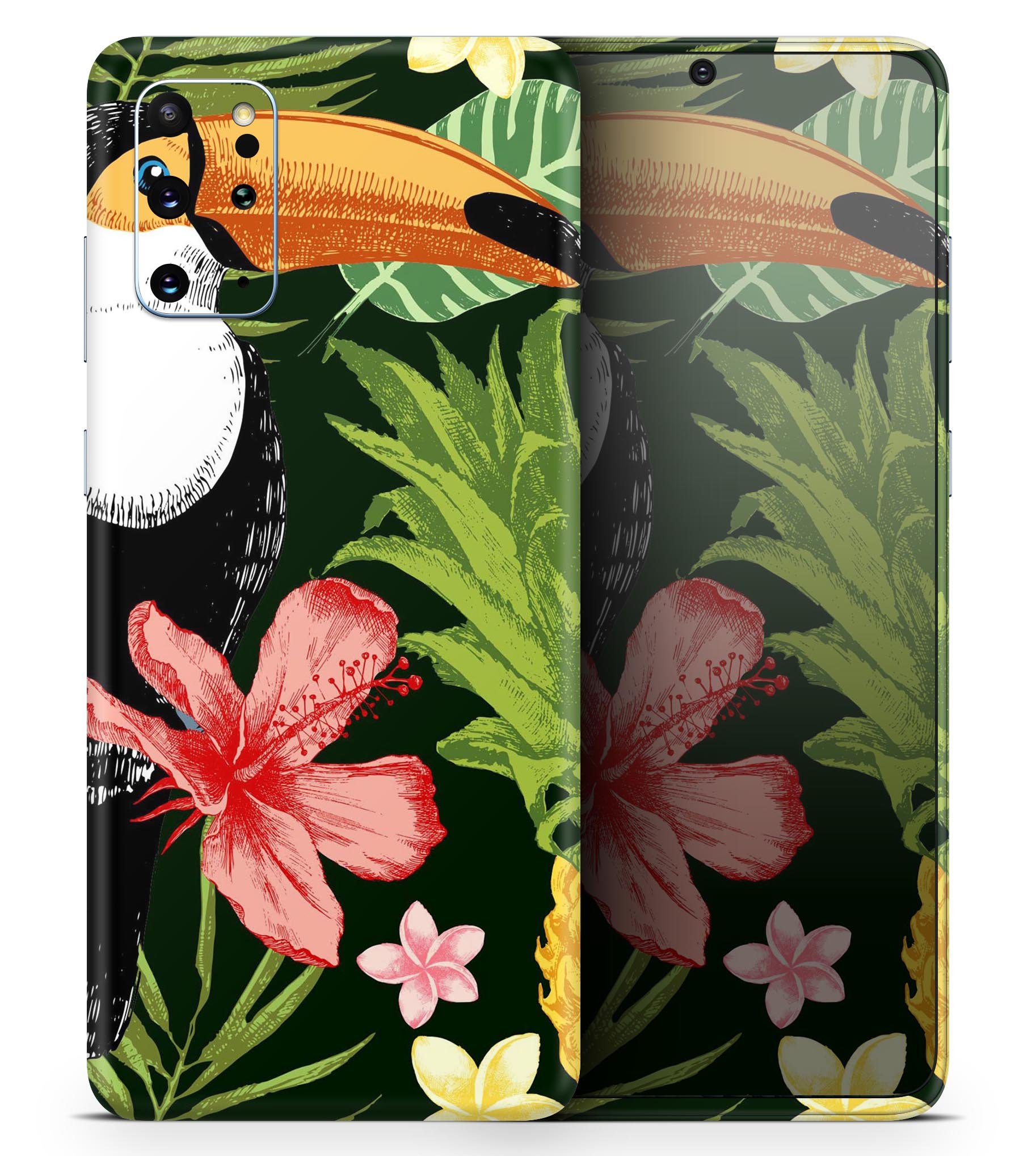 Tropical Summer Forrest Skin-Kit for Samsung Galaxy S-Series, showcasing vibrant tropical design on a sleek vinyl surface.