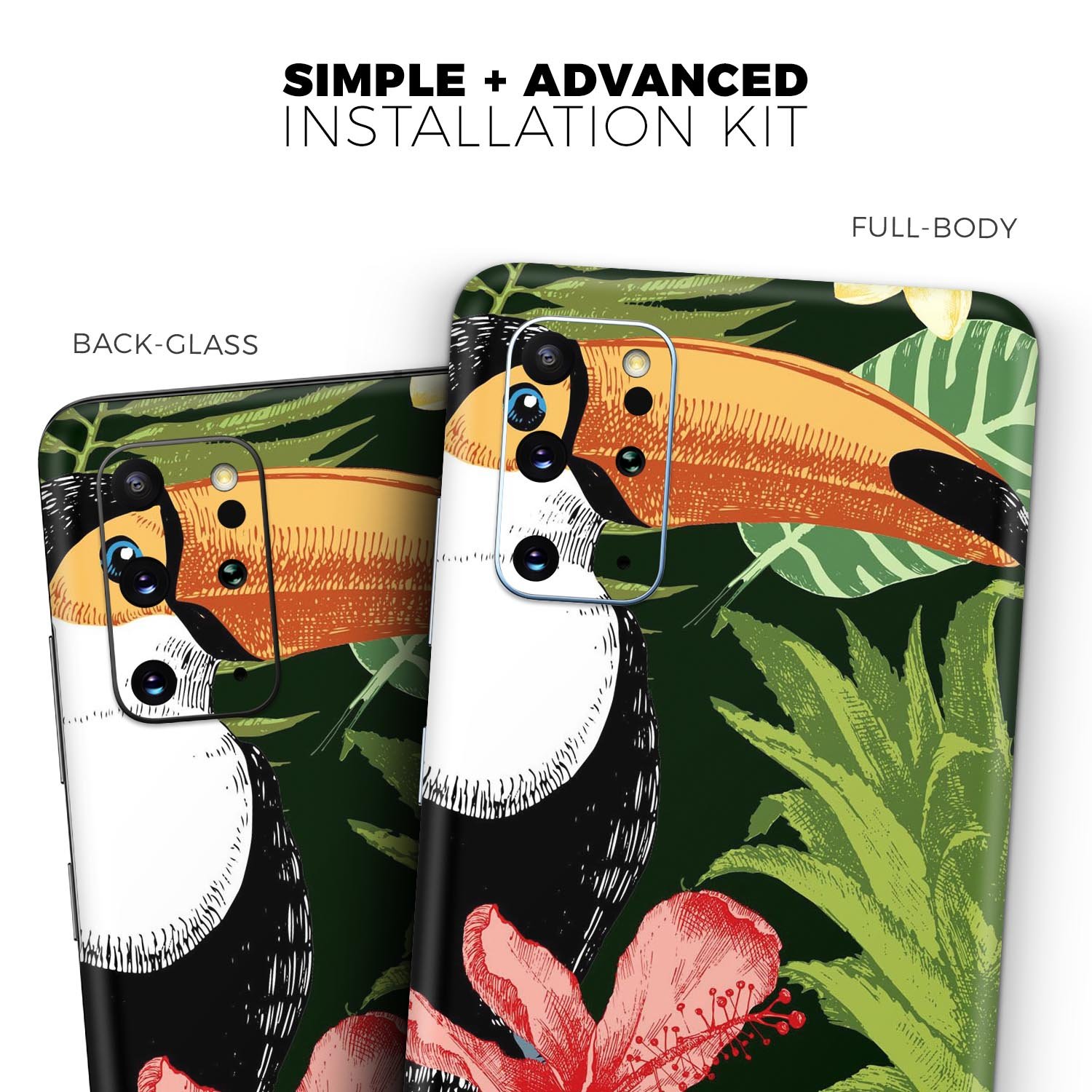 Tropical Summer Forrest Skin-Kit for Samsung Galaxy S-Series, showcasing vibrant tropical design on a sleek vinyl surface.
