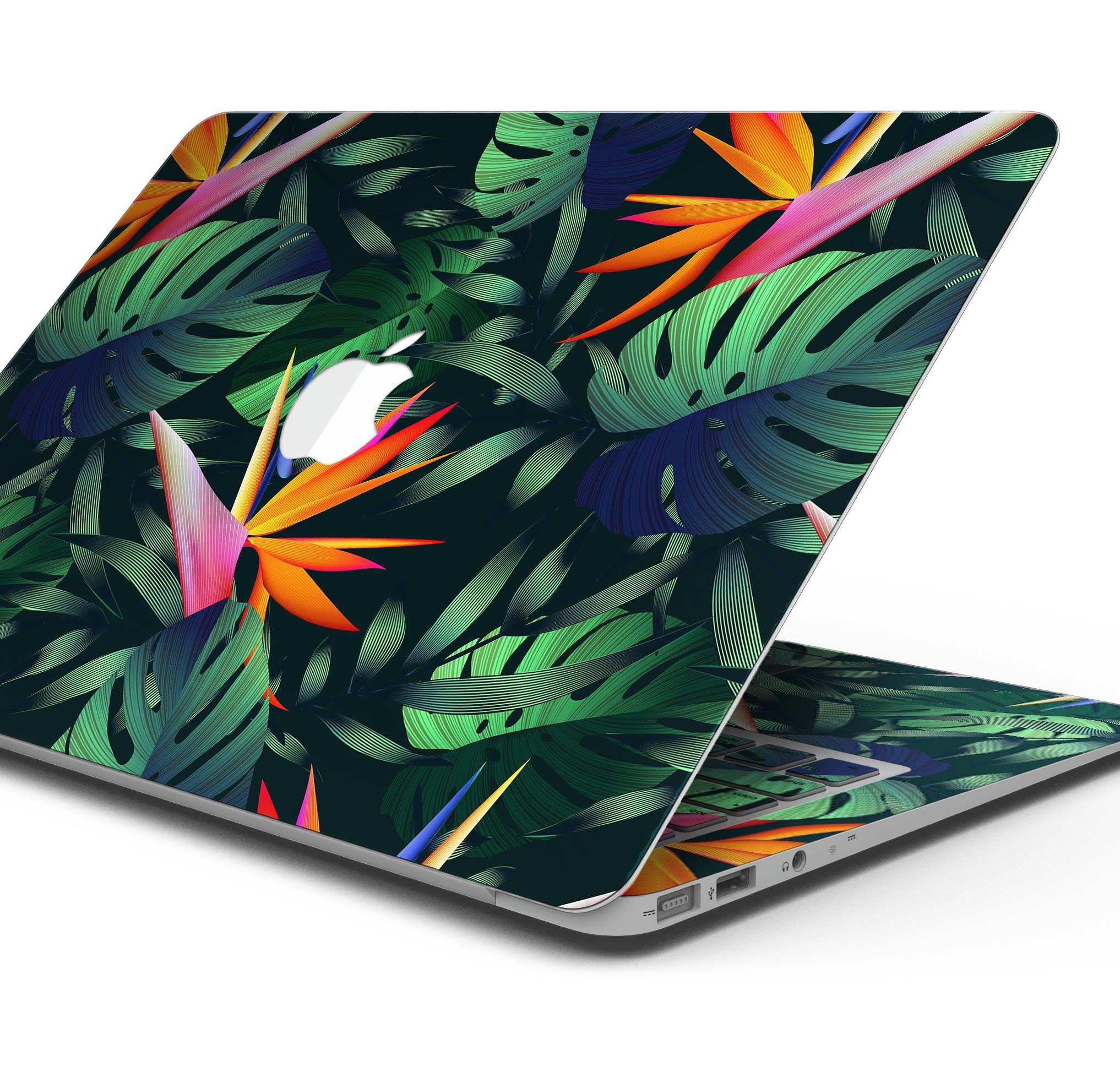 Tropical Summer Jungle skin decal wrap kit for MacBook, showcasing vibrant tropical design and premium vinyl material.