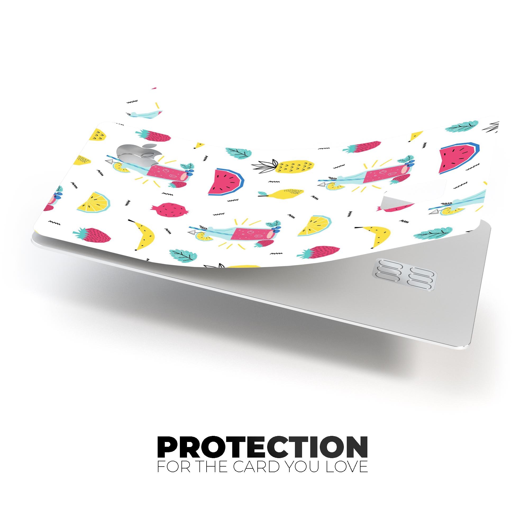 Tropical Summer Love v1 decal skin-kit for Apple Card, showcasing vibrant design and premium vinyl material.