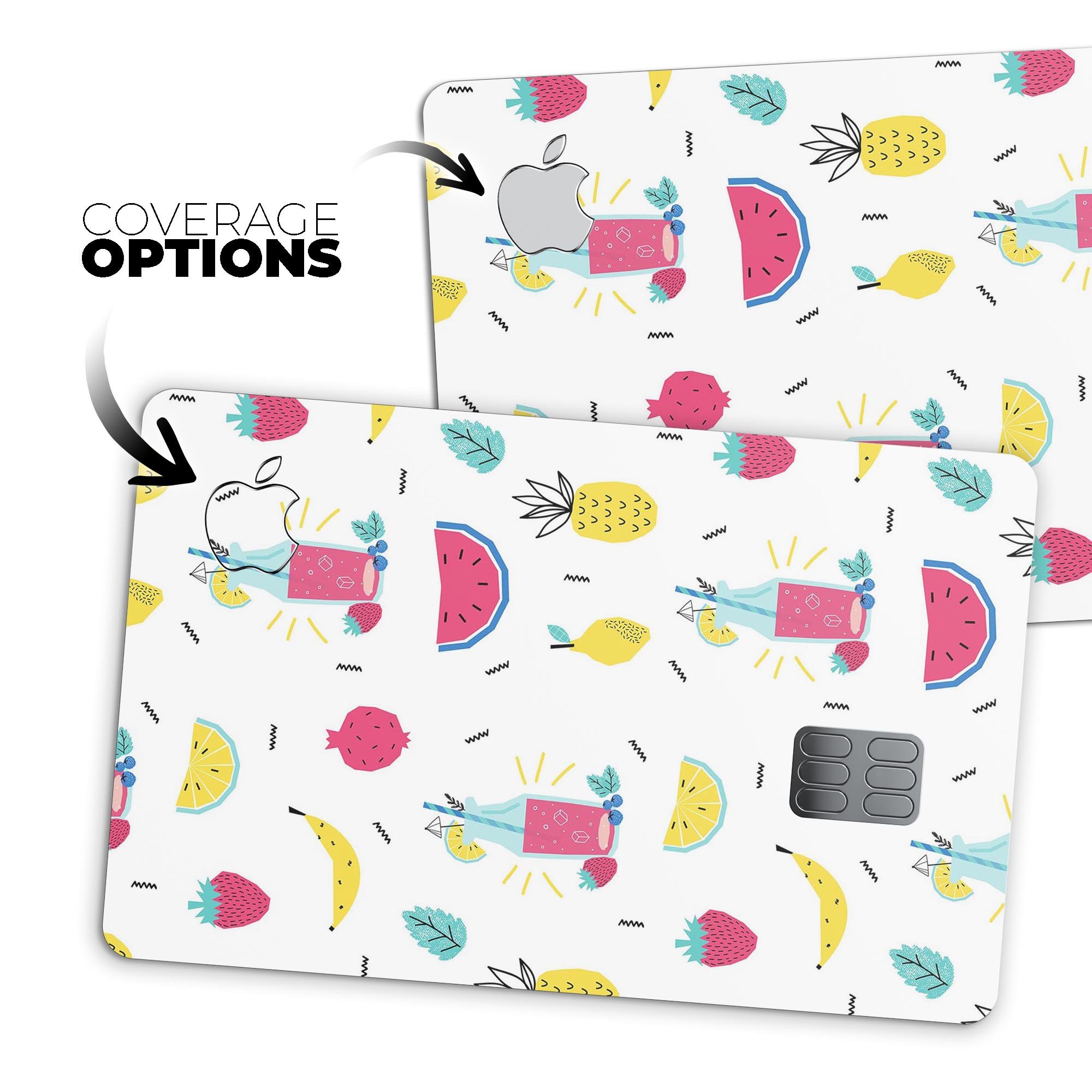 Tropical Summer Love v1 decal skin-kit for Apple Card, showcasing vibrant design and premium vinyl material.