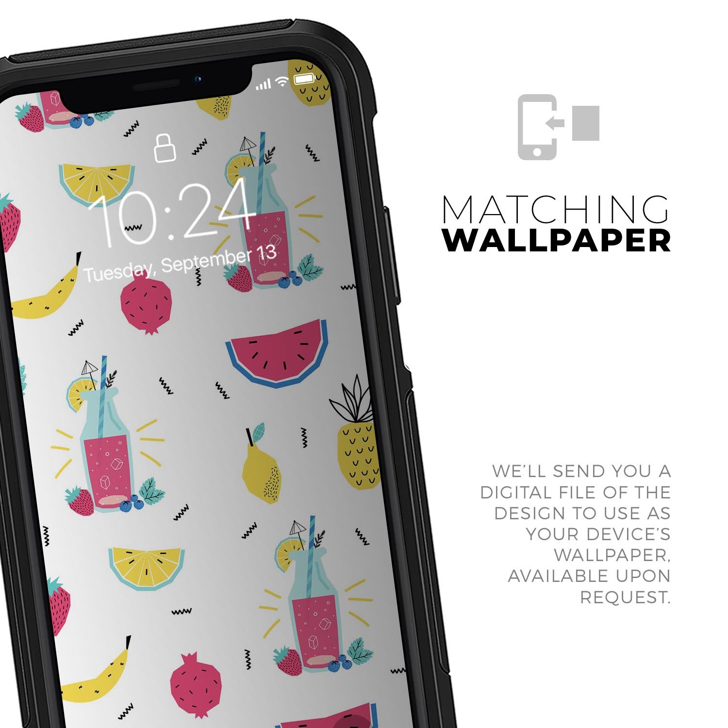 Tropical Summer Love Skin Kit for iPhone OtterBox Cases featuring vibrant tropical design and premium 3M materials.