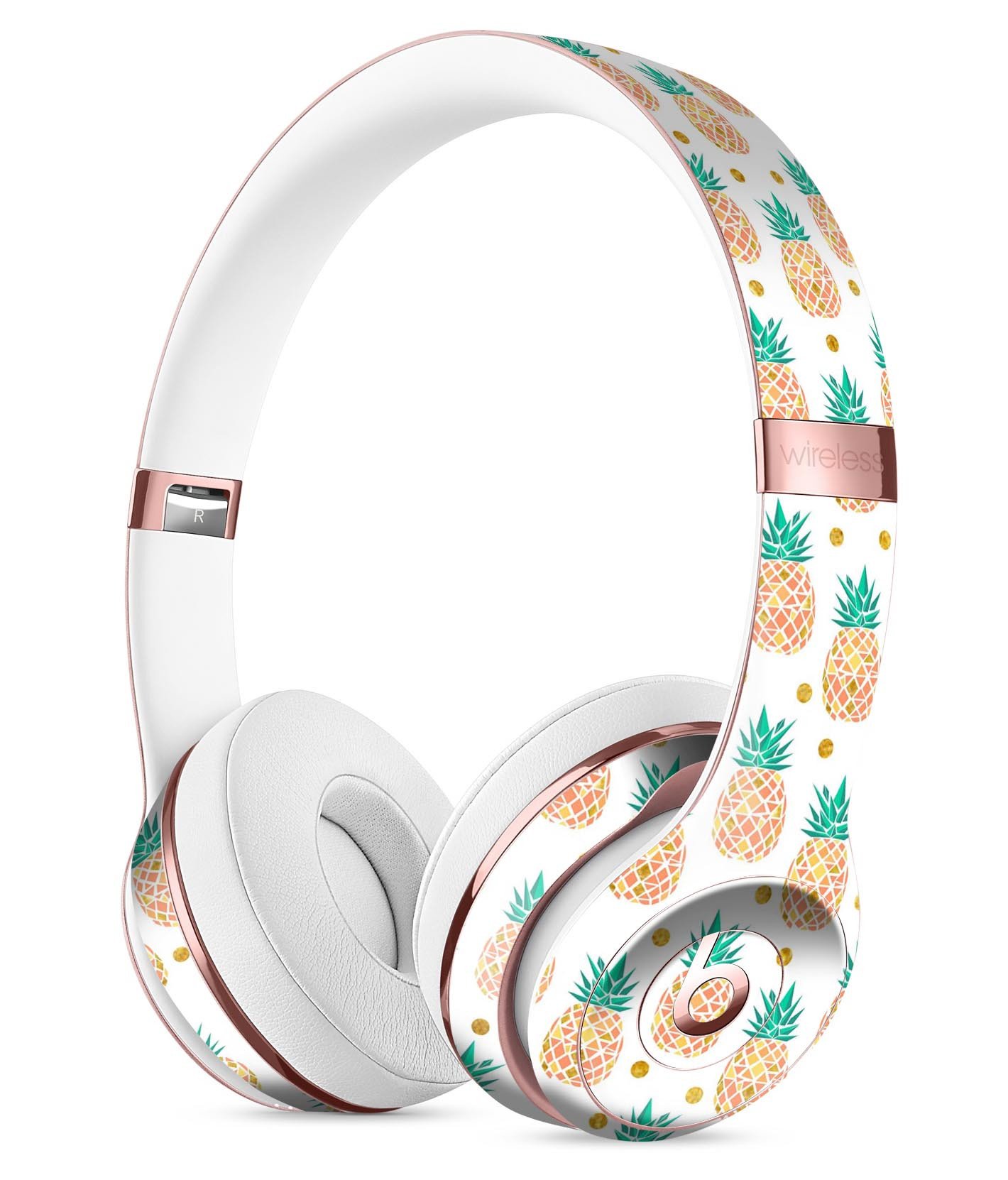 Tropical Summer Pineapple skin kit for Beats by Dre Solo 3 Wireless Headphones, showcasing vibrant tropical design.