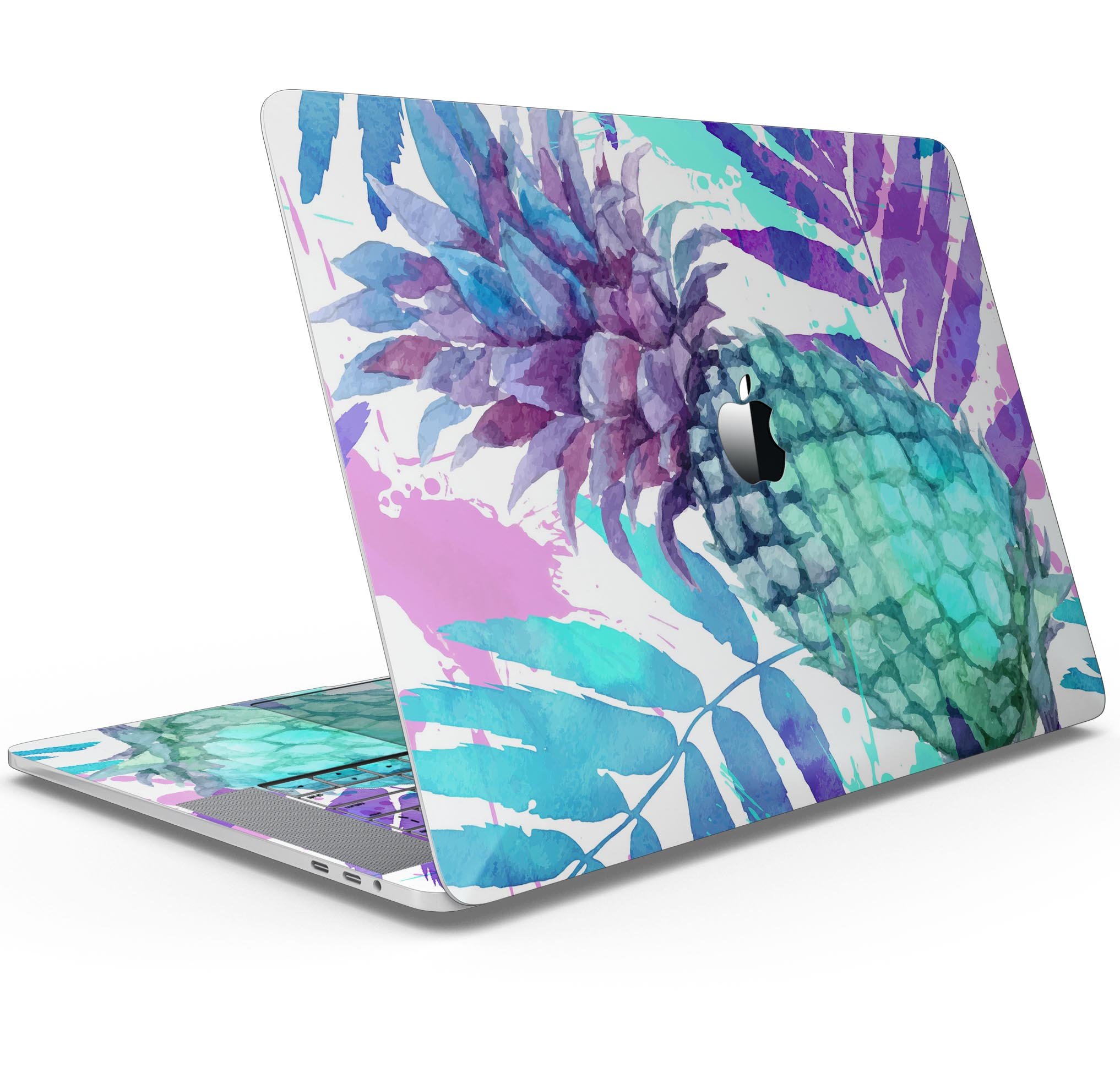 Tropical Summer Pineapple Skin Decal Wrap Kit for MacBook, showcasing vibrant tropical design and premium vinyl material.