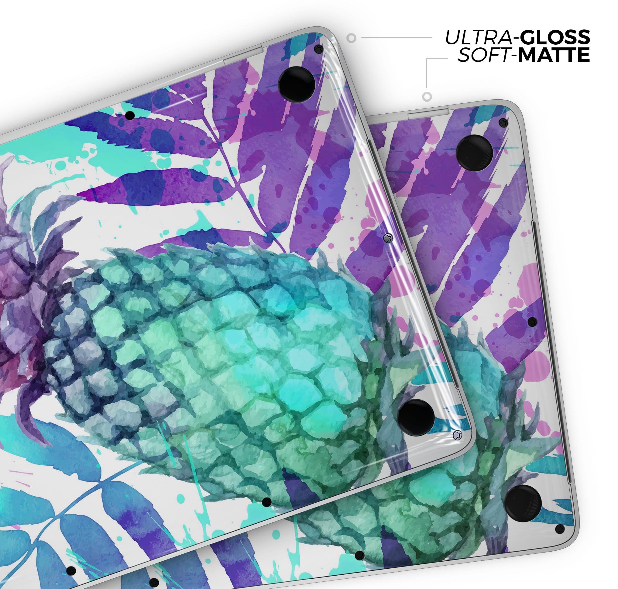 Tropical Summer Pineapple Skin Decal Wrap Kit for MacBook, showcasing vibrant tropical design and premium vinyl material.