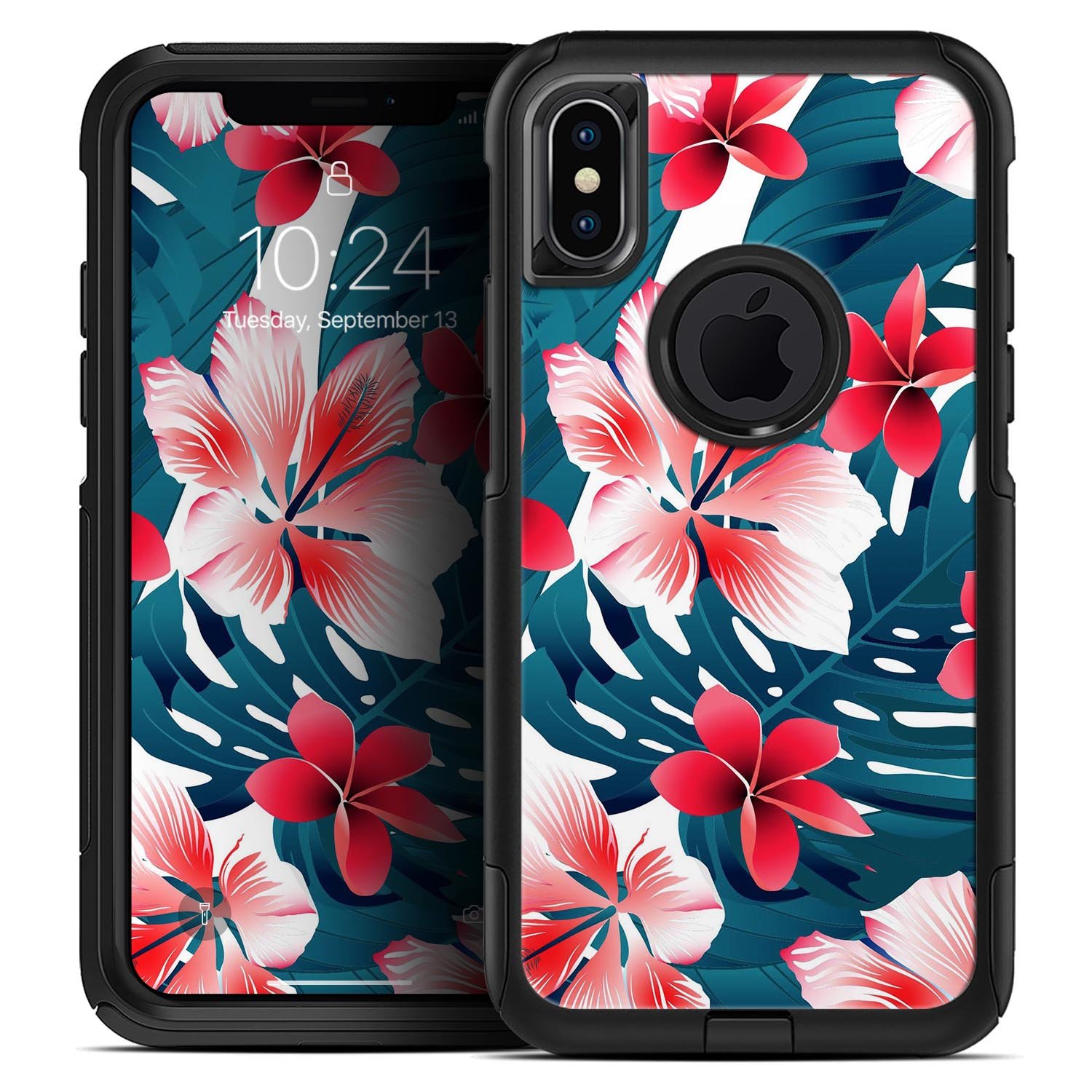Tropical Summer Vivid Floral Skin Kit for iPhone OtterBox Cases featuring vibrant floral patterns and a sleek design.