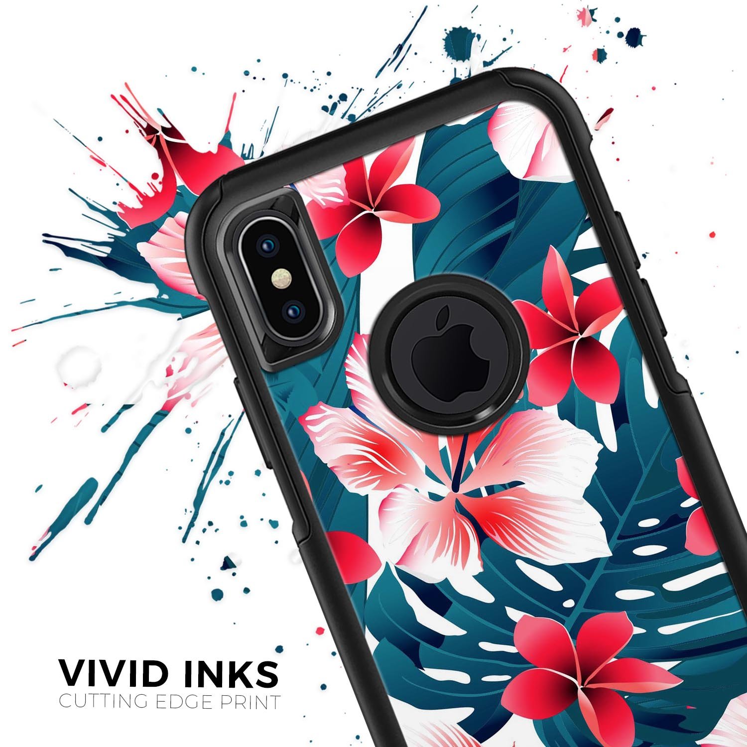 Tropical Summer Vivid Floral Skin Kit for iPhone OtterBox Cases featuring vibrant floral patterns and a sleek design.