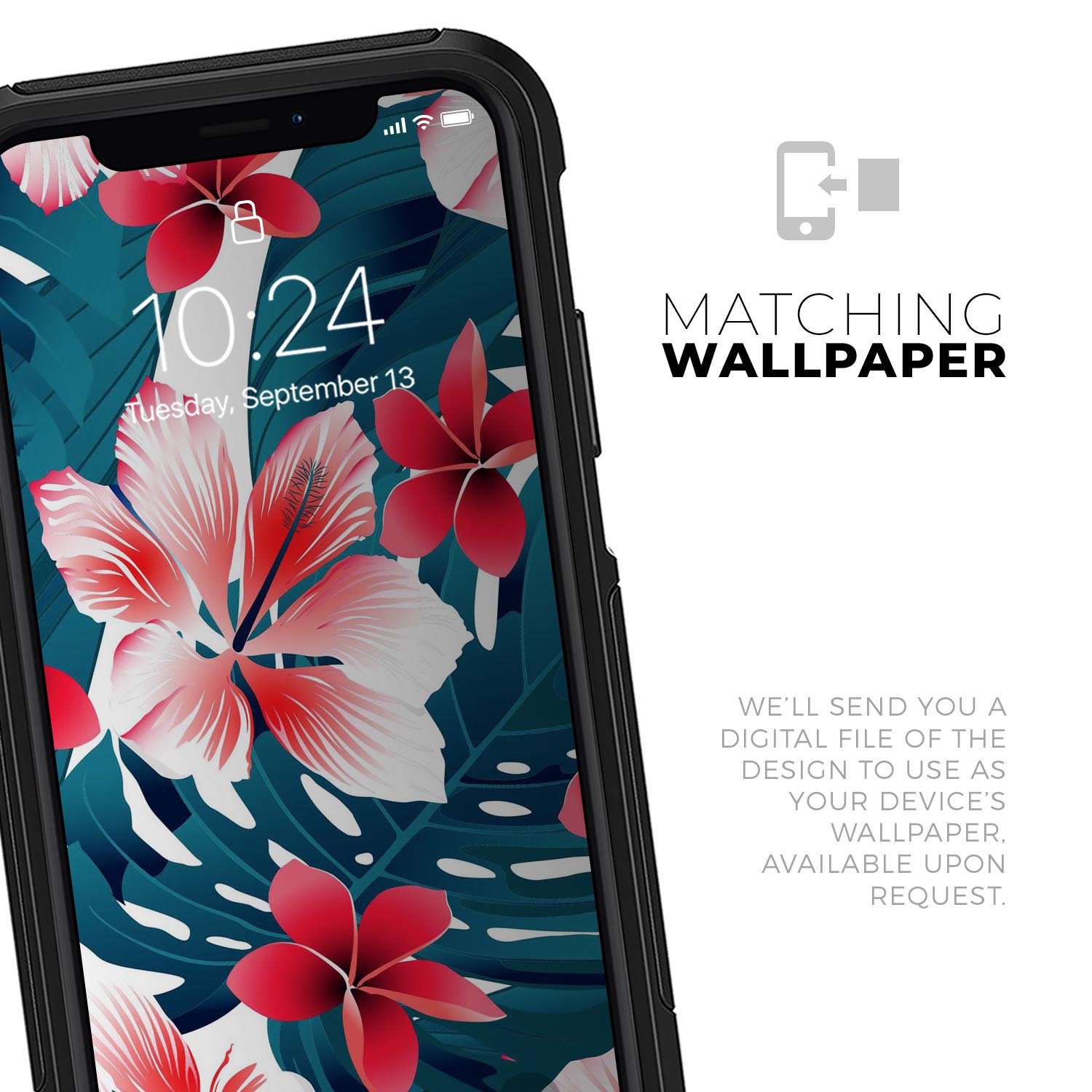 Tropical Summer Vivid Floral Skin Kit for iPhone OtterBox Cases featuring vibrant floral patterns and a sleek design.