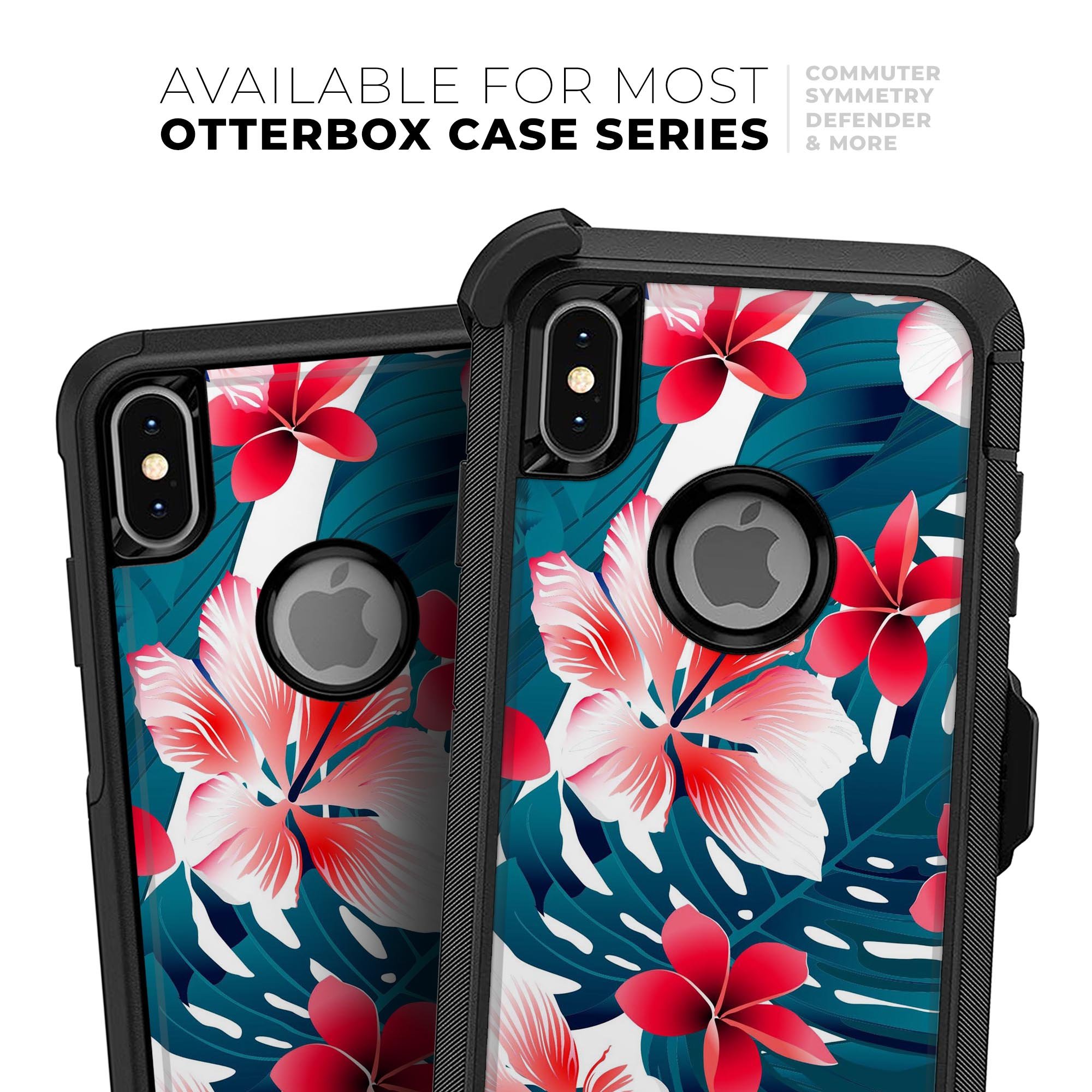 Tropical Summer Vivid Floral Skin Kit for iPhone OtterBox Cases featuring vibrant floral patterns and a sleek design.