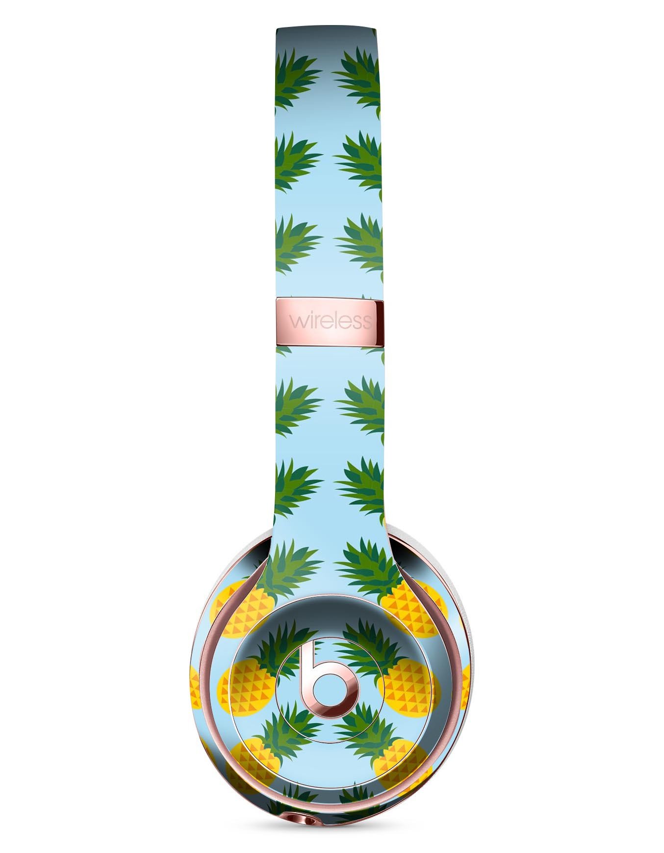 Tropical Twist PineApple skin kit for Beats by Dre Solo 3 Wireless headphones, showcasing vibrant colors and precise cutouts.