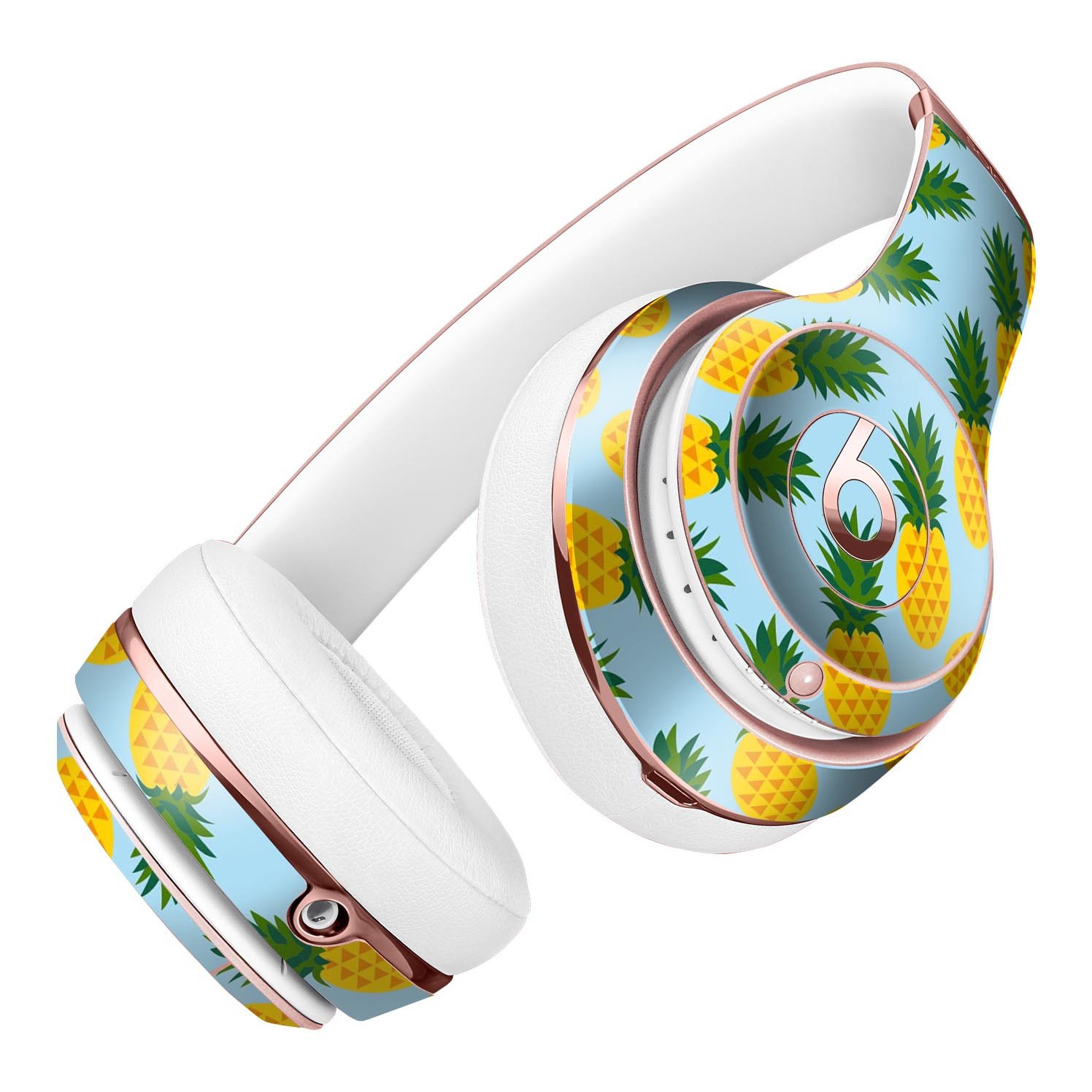 Tropical Twist PineApple skin kit for Beats by Dre Solo 3 Wireless headphones, showcasing vibrant colors and precise cutouts.