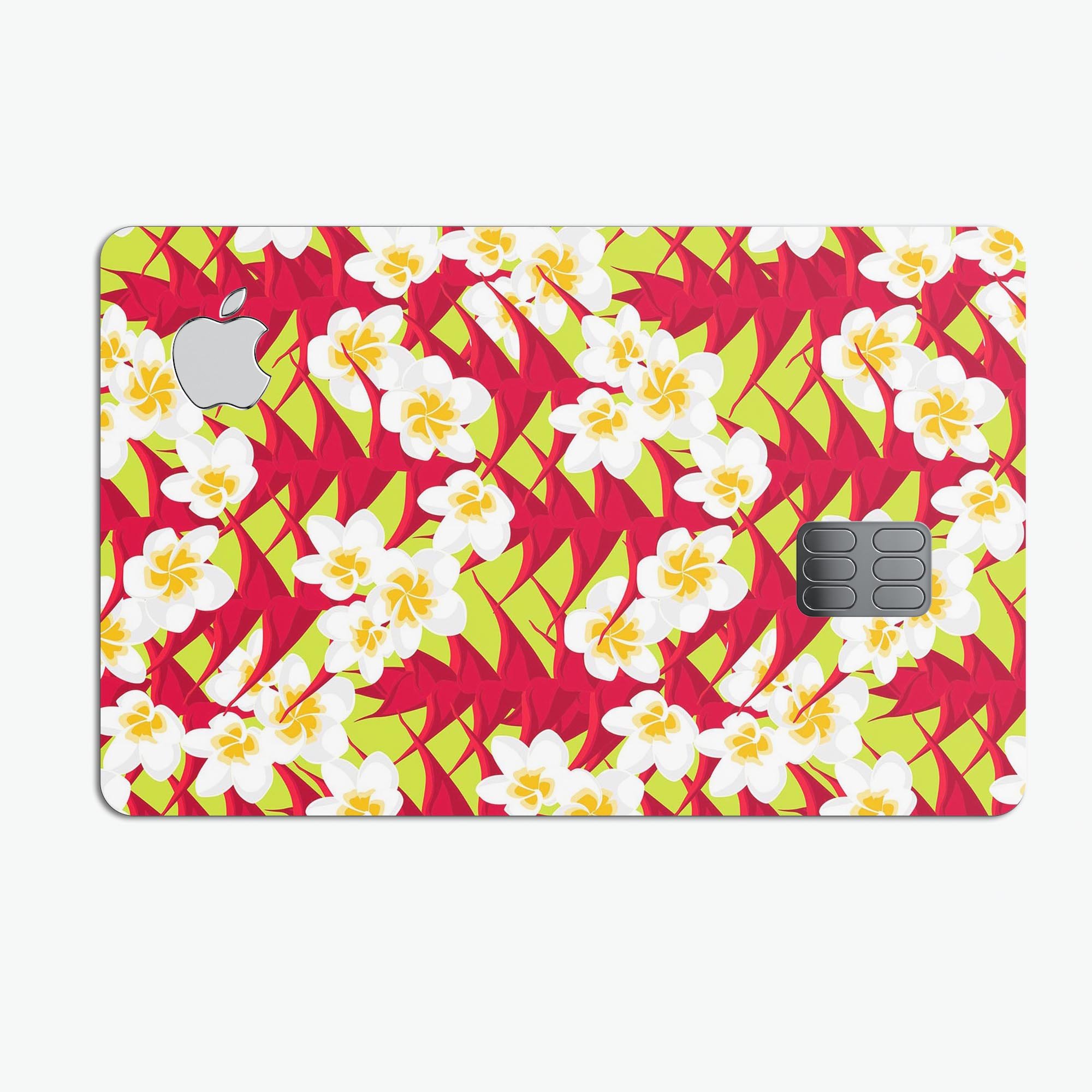 Tropical Twist v9 decal skin for Apple Card, showcasing vibrant design and premium vinyl material.