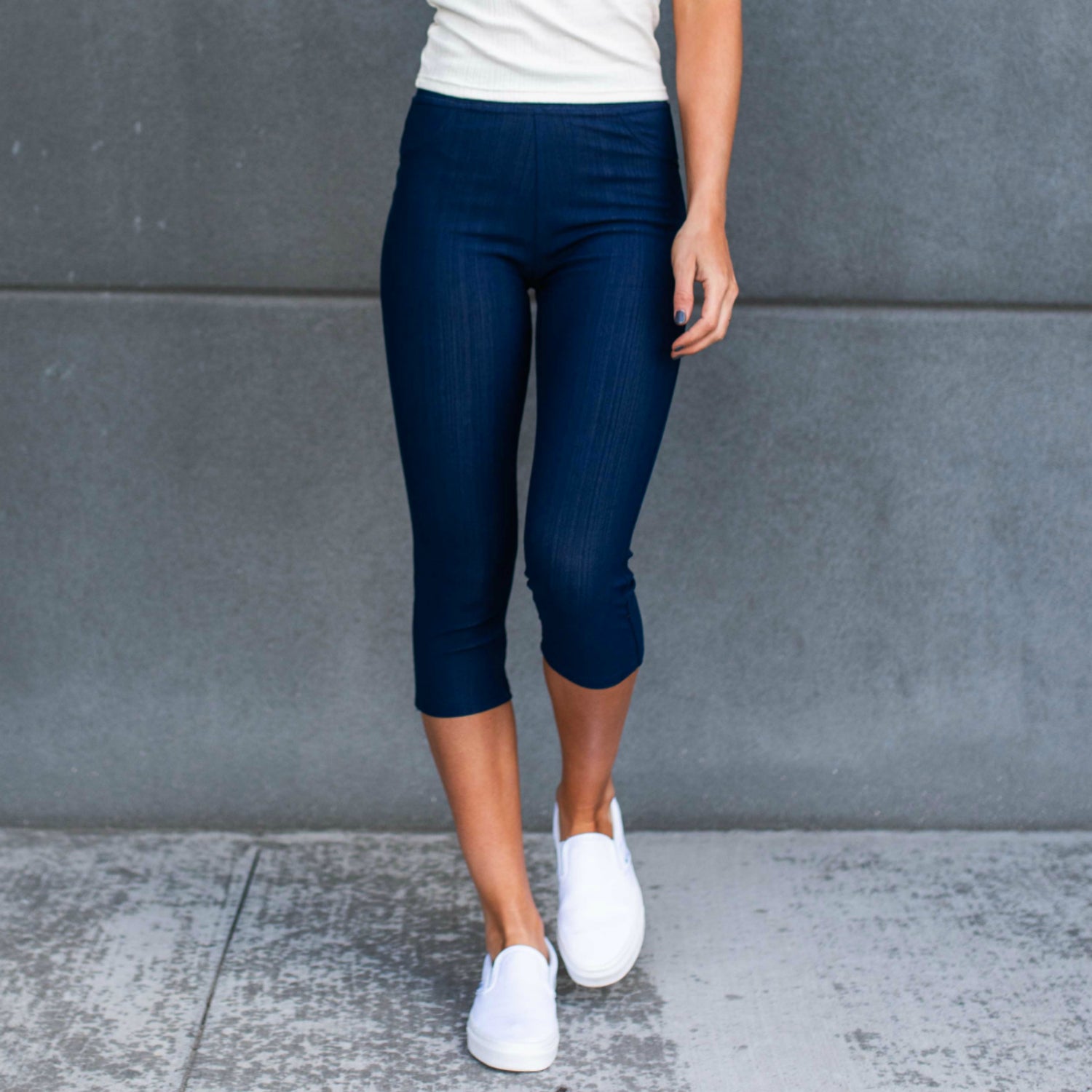 Truly Contagious Premium Stretch Soft High Waisted Jeggings for Women, showcasing a stylish capri length and comfortable fit.
