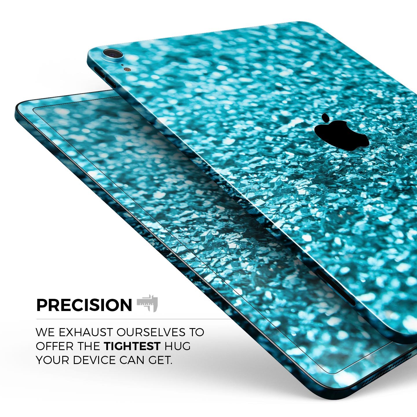 Turquoise Glimmer Full Body Skin Decal for Apple iPad Pro 12.9", showcasing vibrant turquoise design and premium 3M material.