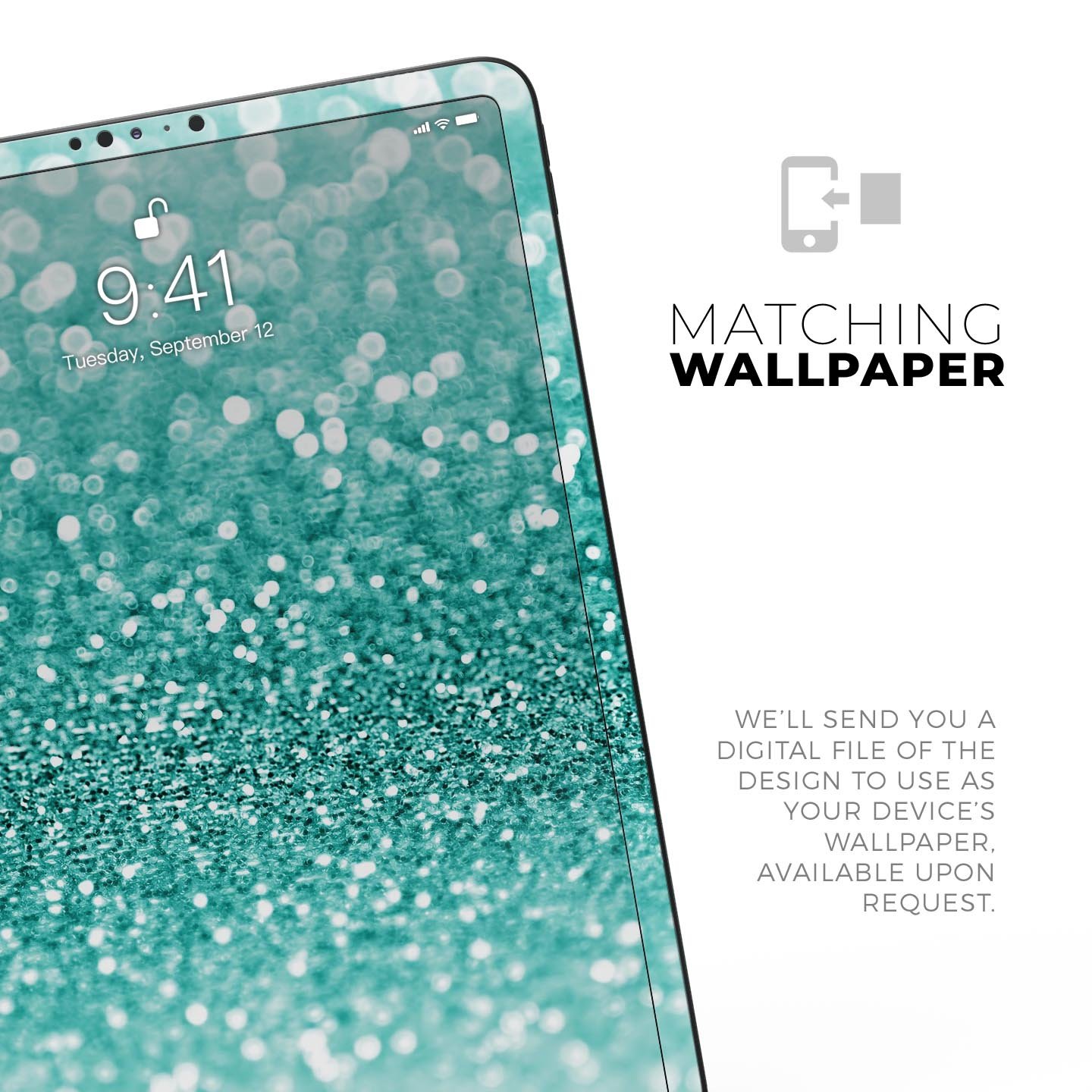Turquoise Unfocused Glimmer full body skin decal for Apple iPad, showcasing vibrant color and sleek design.
