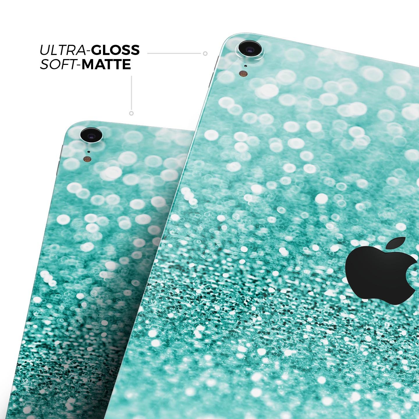 Turquoise Unfocused Glimmer full body skin decal for Apple iPad, showcasing vibrant color and sleek design.