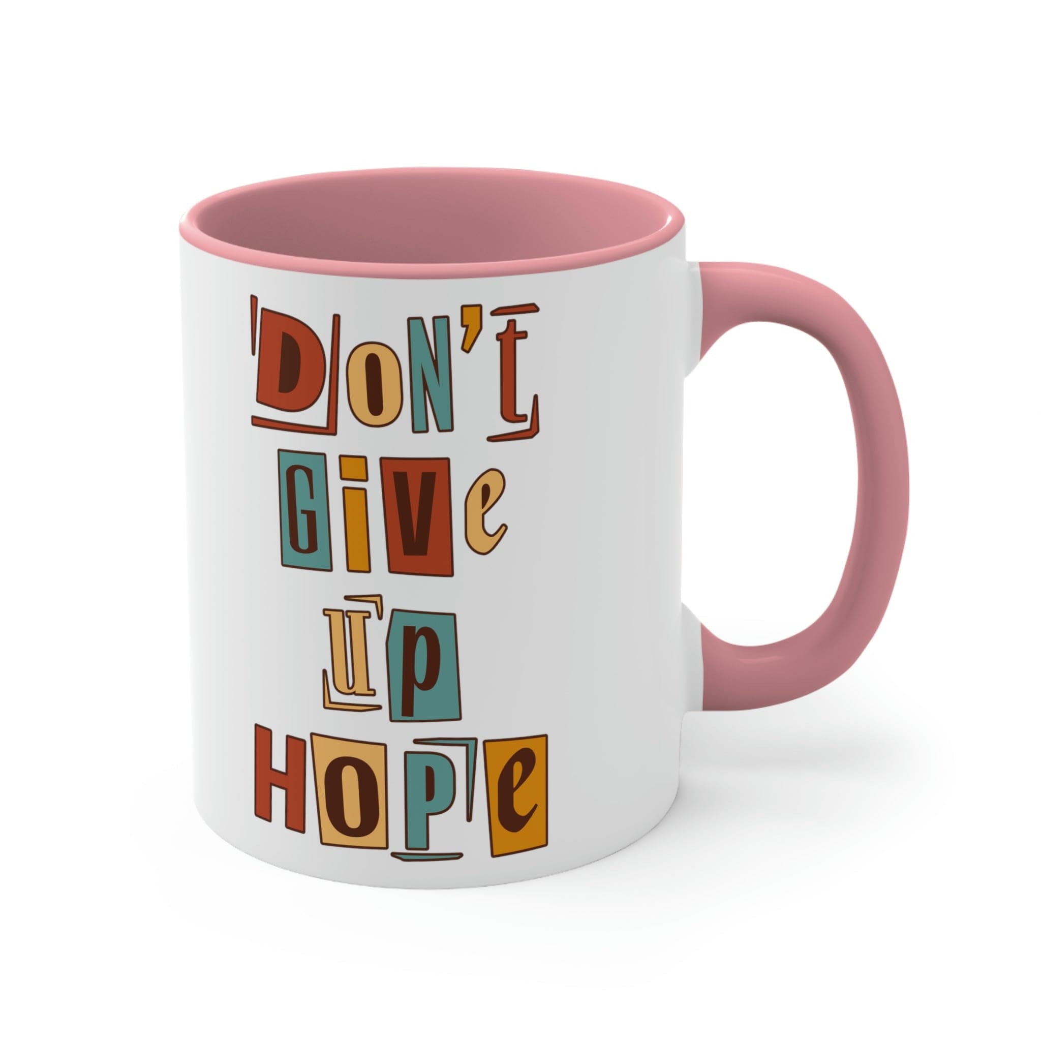 Two-tone Accent Ceramic Mug 11oz with a vibrant colored interior and handle, featuring a comfortable C-handle design.