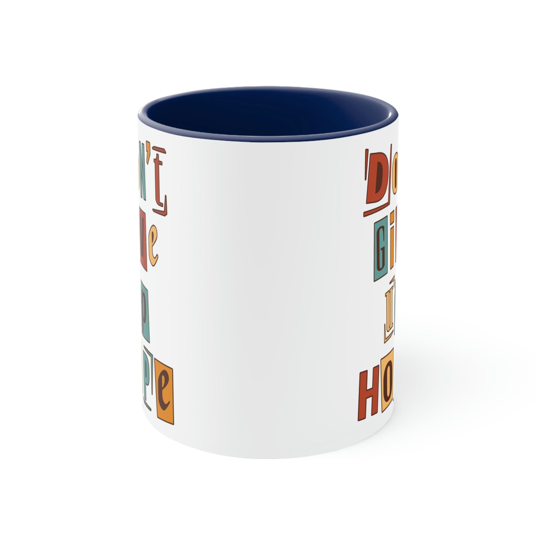 Two-tone Accent Ceramic Mug 11oz with a vibrant colored interior and handle, featuring a comfortable C-handle design.