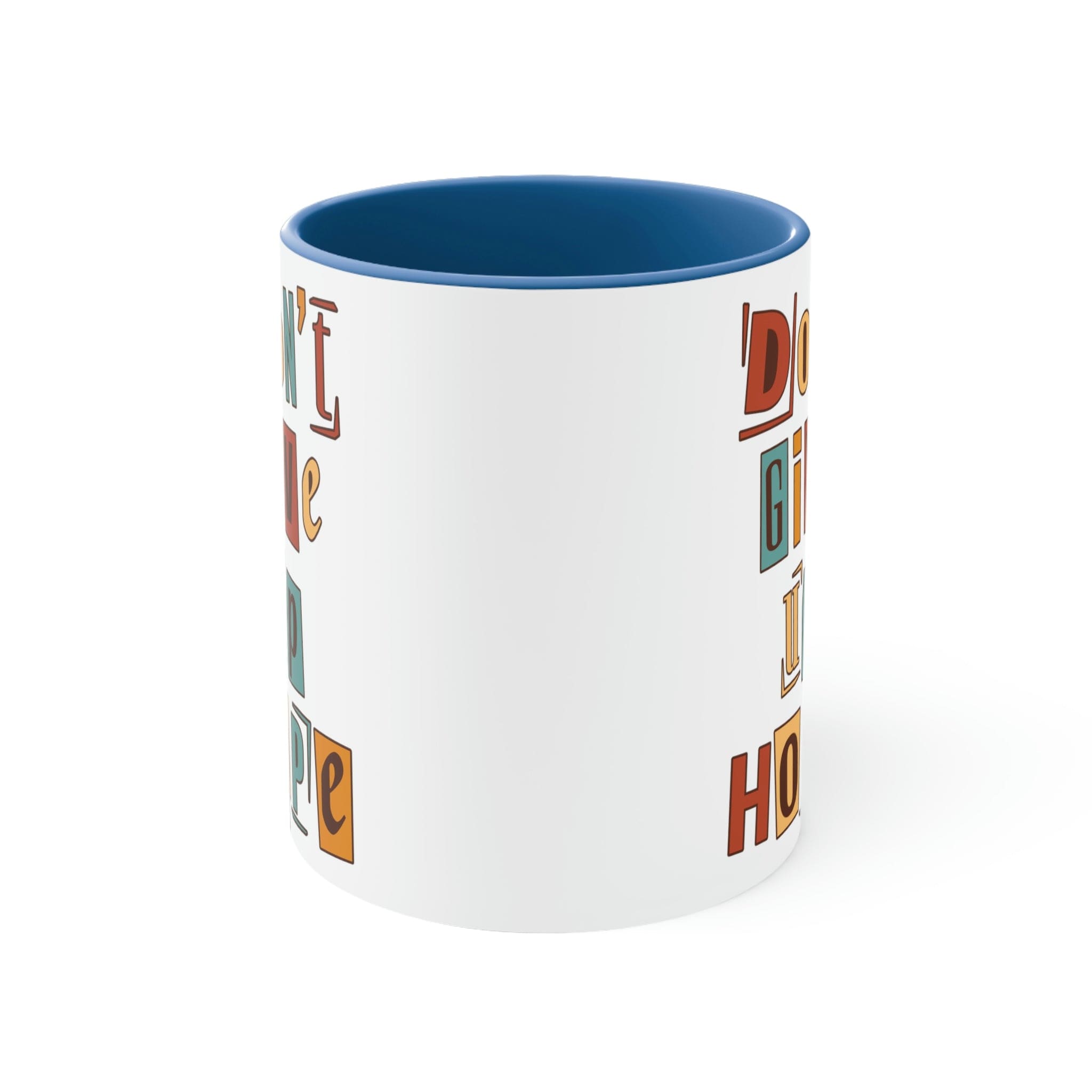 Two-tone Accent Ceramic Mug 11oz with a vibrant colored interior and handle, featuring a comfortable C-handle design.