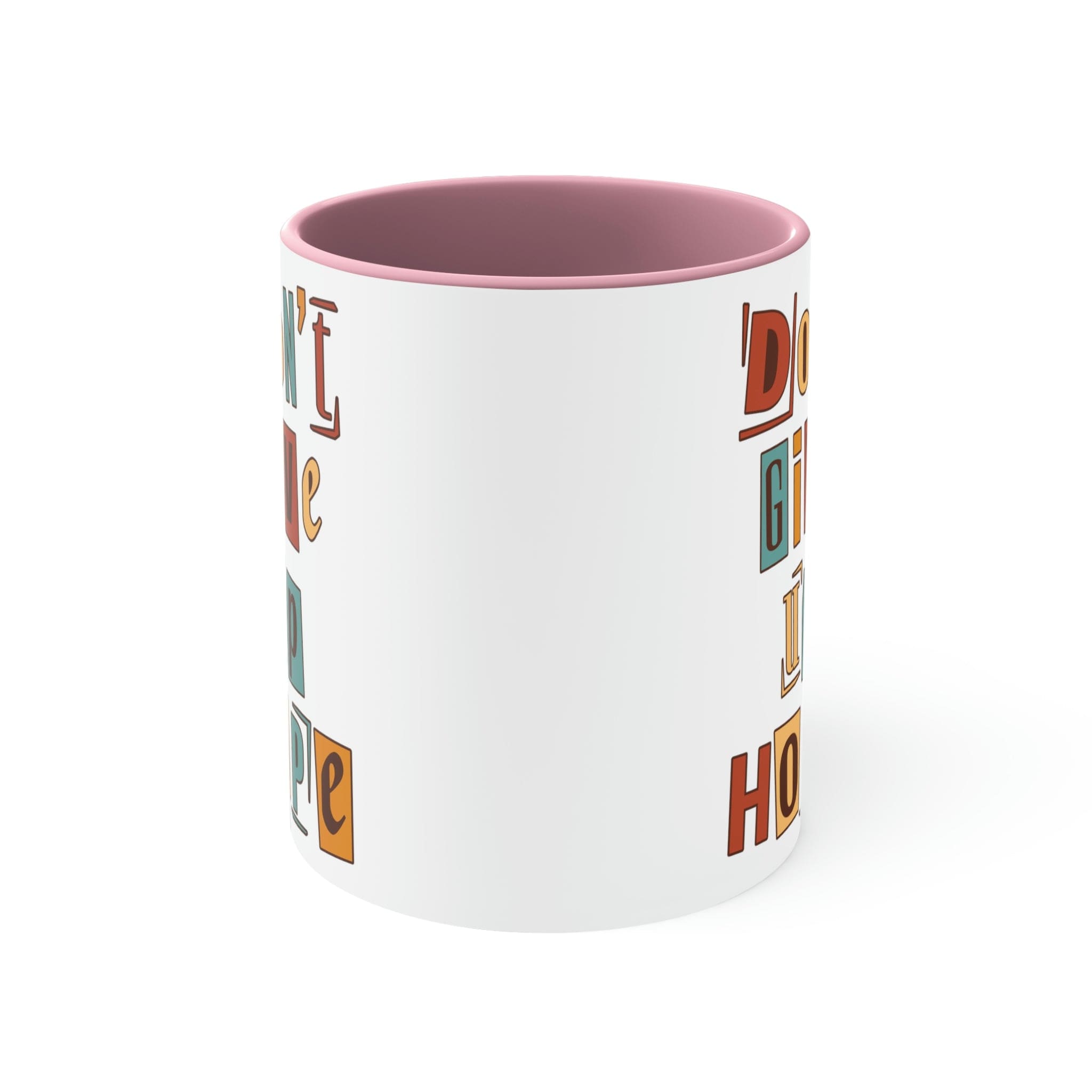 Two-tone Accent Ceramic Mug 11oz with a vibrant colored interior and handle, featuring a comfortable C-handle design.