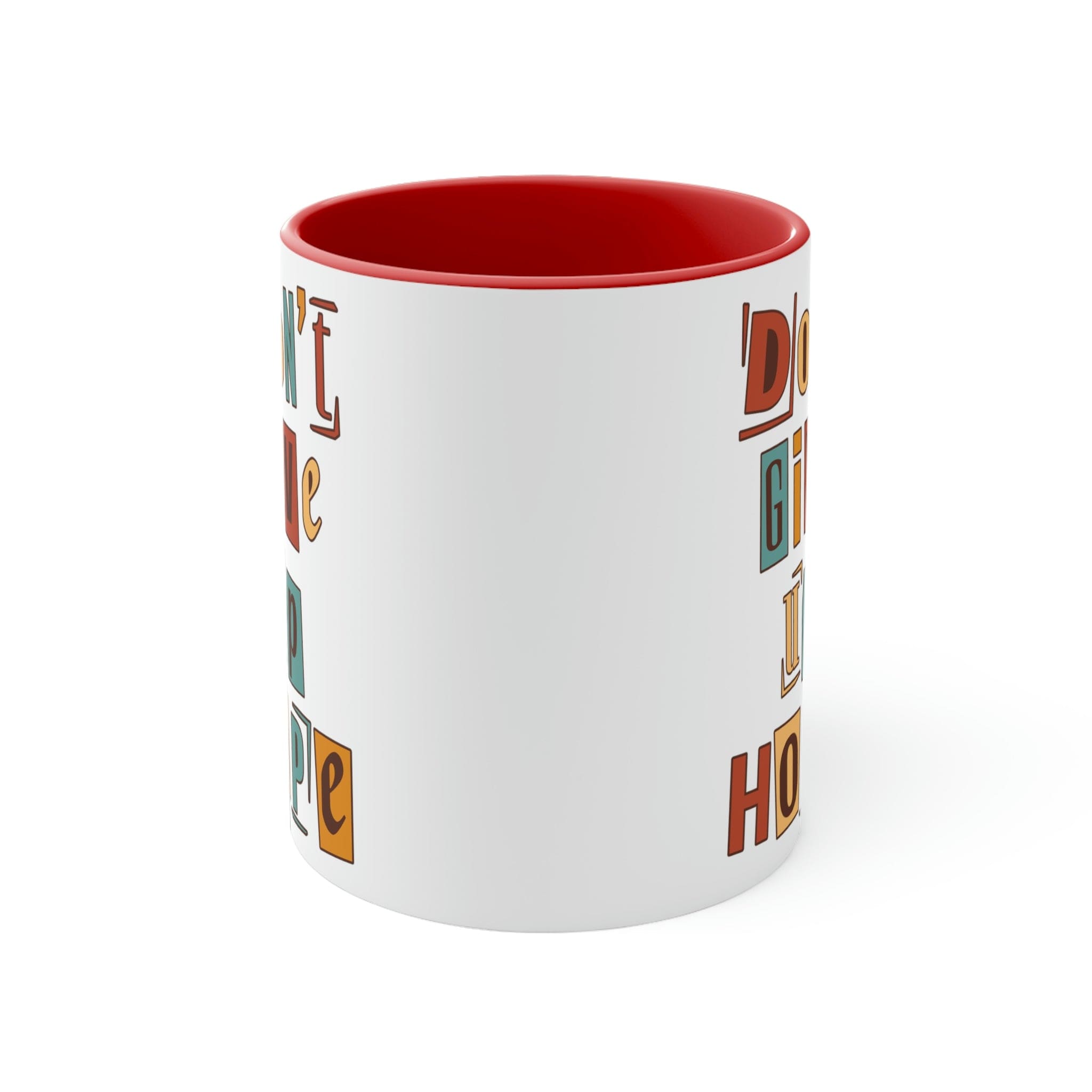 Two-tone Accent Ceramic Mug 11oz with a vibrant colored interior and handle, featuring a comfortable C-handle design.