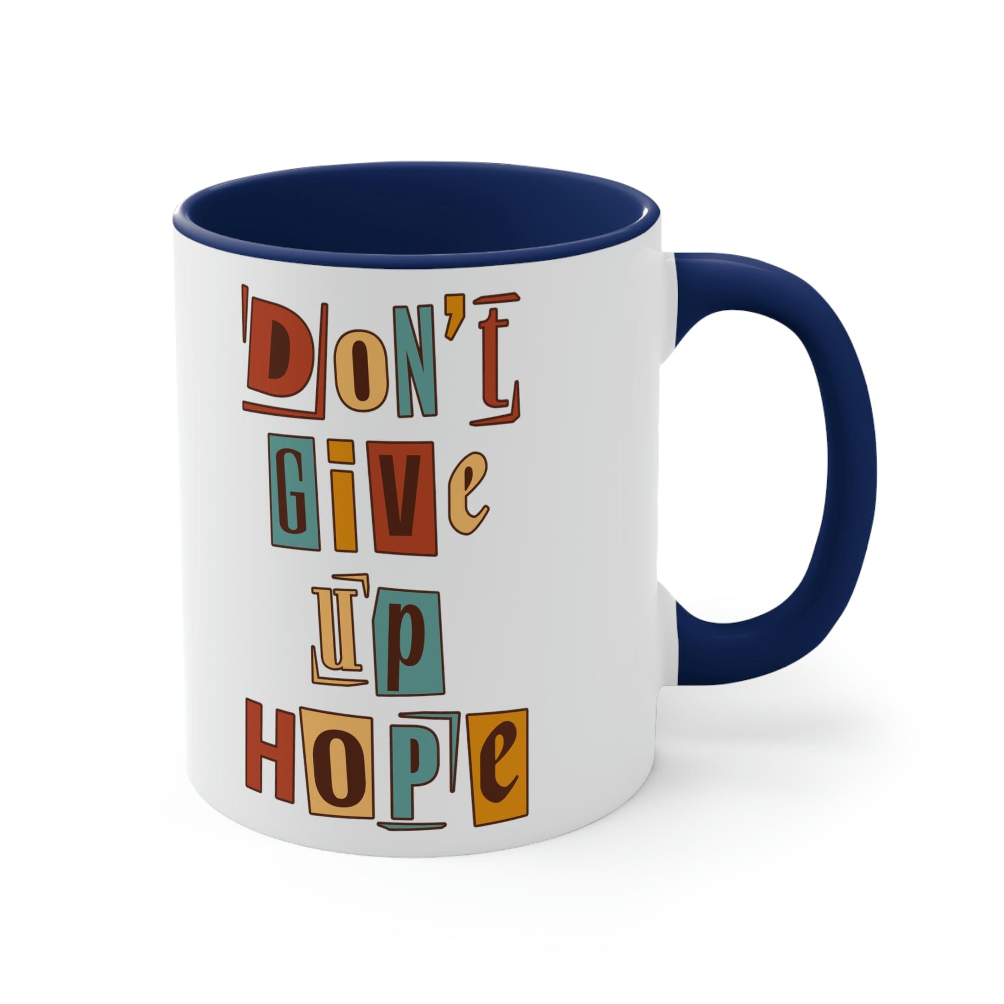 Two-tone Accent Ceramic Mug 11oz with a vibrant colored interior and handle, featuring a comfortable C-handle design.