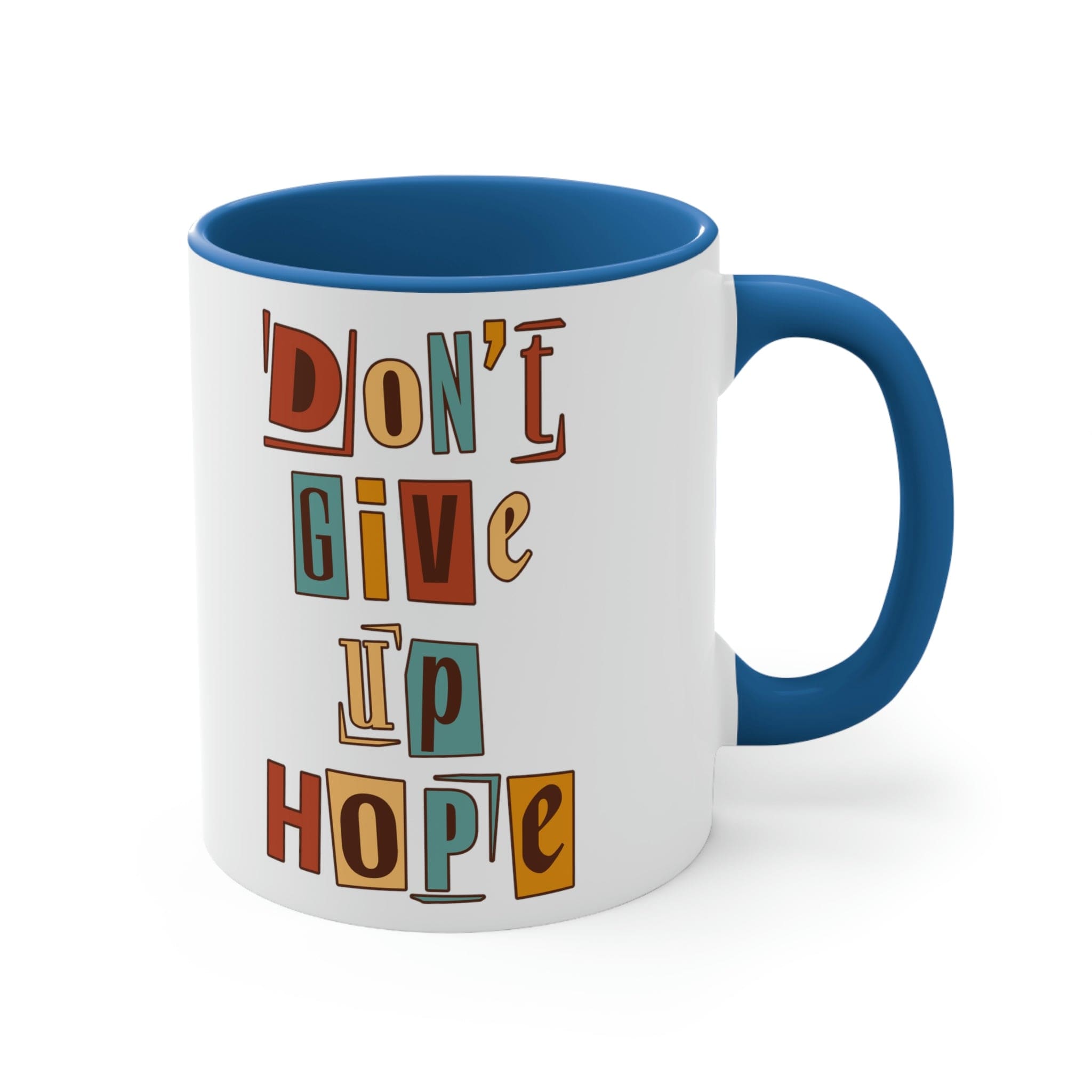 Two-tone Accent Ceramic Mug 11oz with a vibrant colored interior and handle, featuring a comfortable C-handle design.