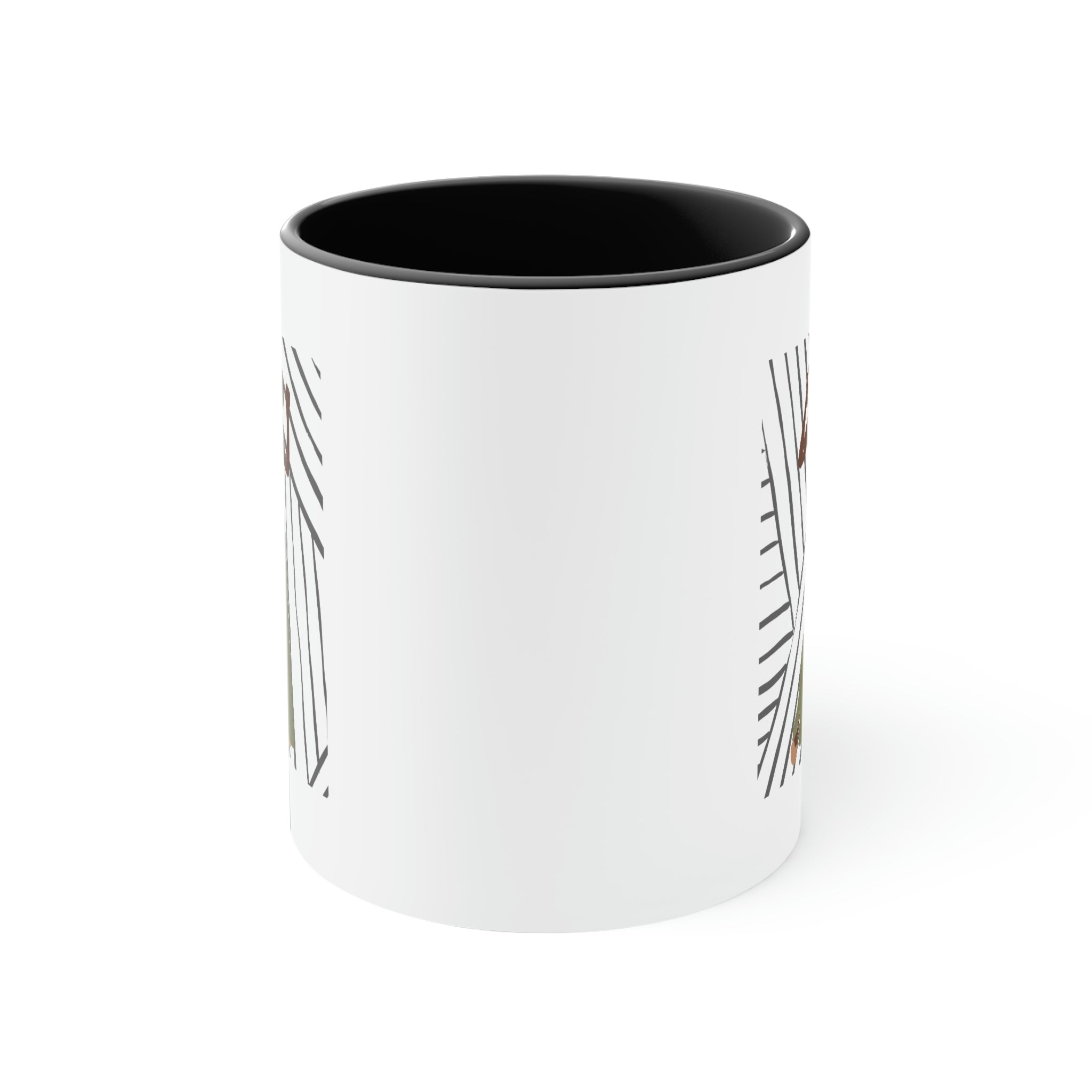 Two-tone Accent Ceramic Mug with a white exterior and colorful interior and handle, showcasing a stylish C-handle design.
