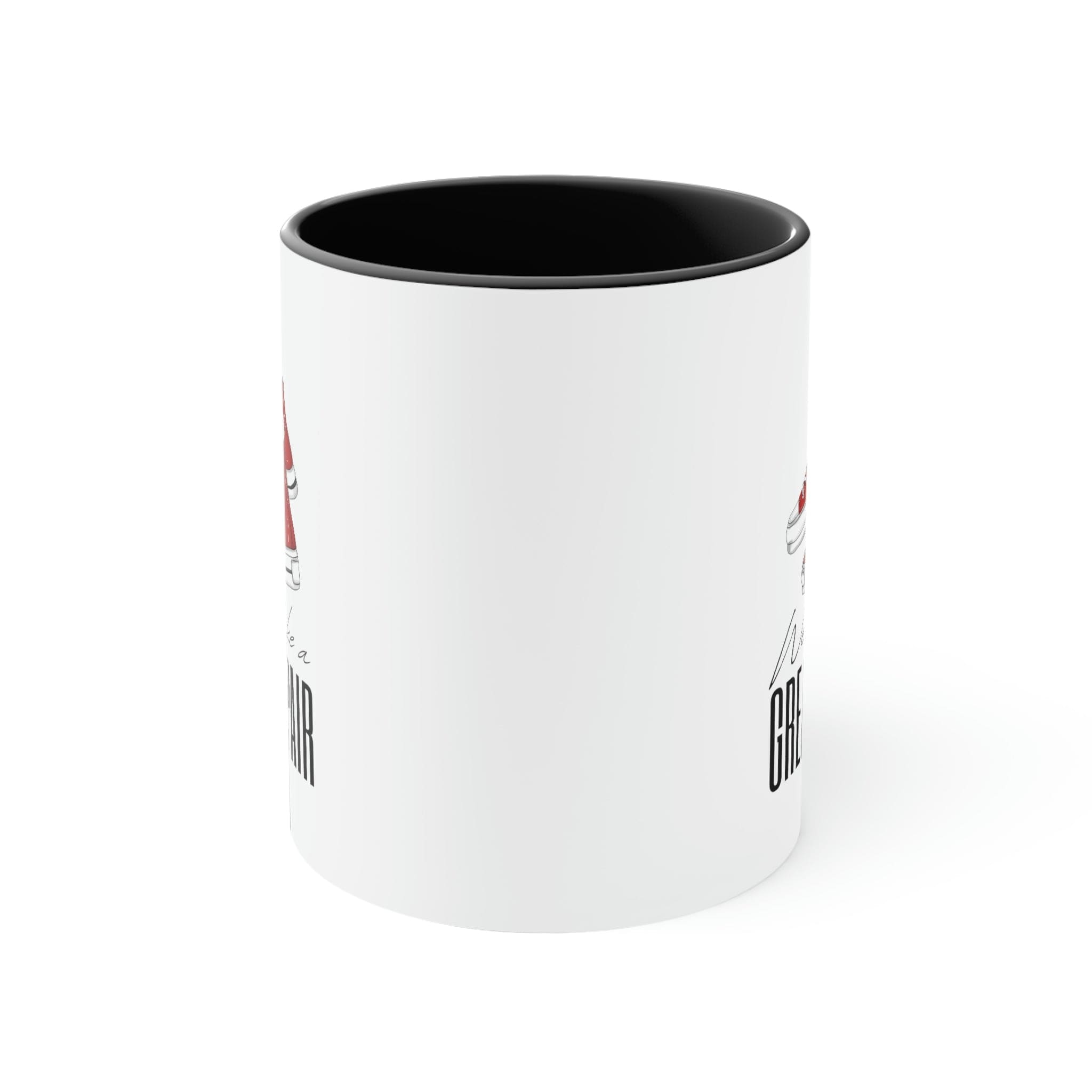 Two-tone Accent Ceramic Mug 11oz with a white exterior and colorful interior and handle, showcasing a stylish C-handle design.