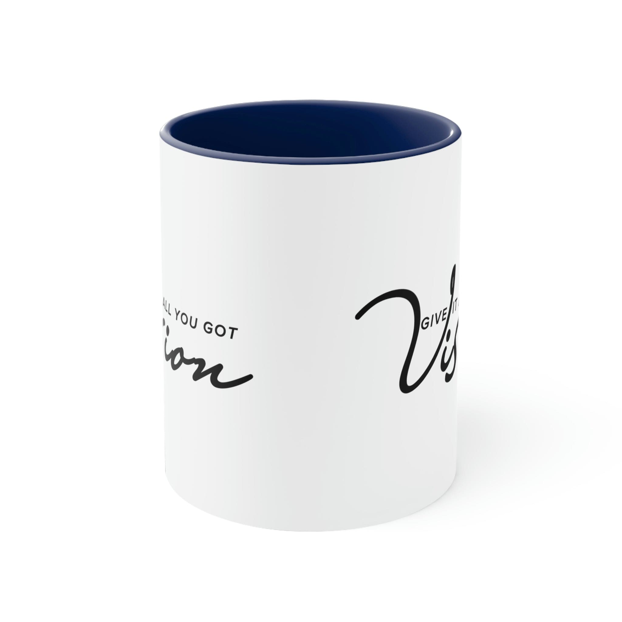 Two-tone Accent Ceramic Mug with black handle and interior, featuring a white exterior and comfortable C-handle design.