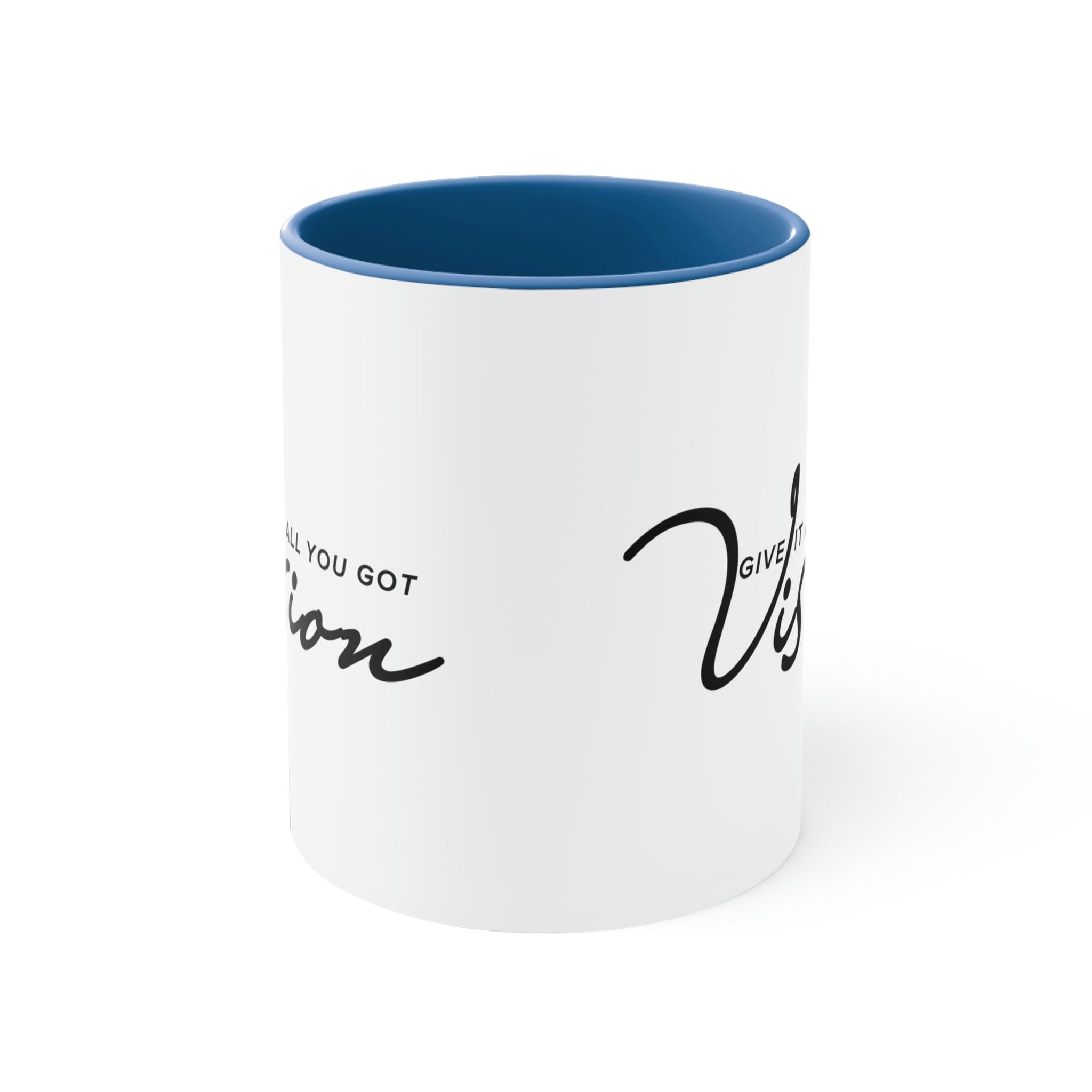 Two-tone Accent Ceramic Mug with black handle and interior, featuring a white exterior and comfortable C-handle design.