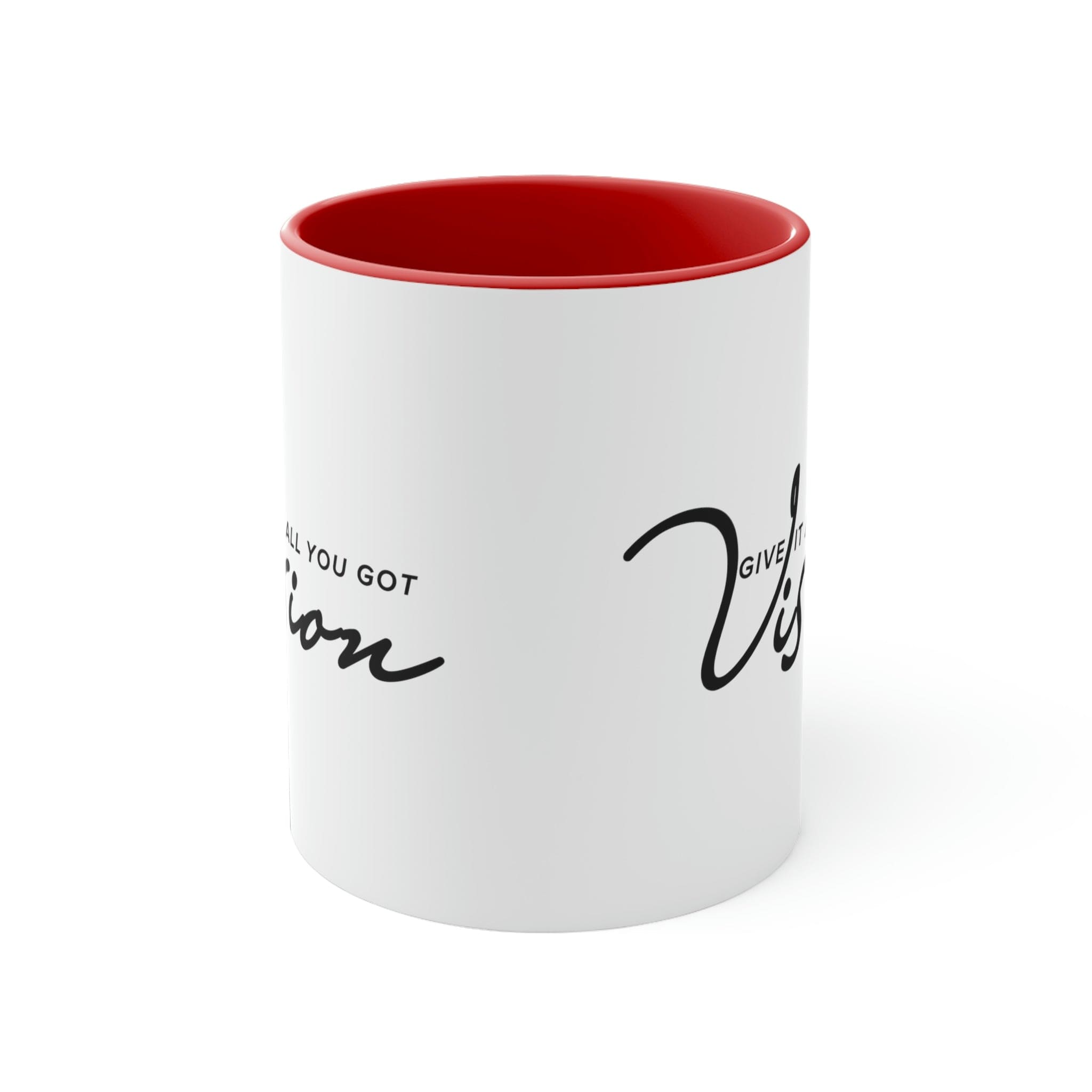 Two-tone Accent Ceramic Mug with black handle and interior, featuring a white exterior and comfortable C-handle design.