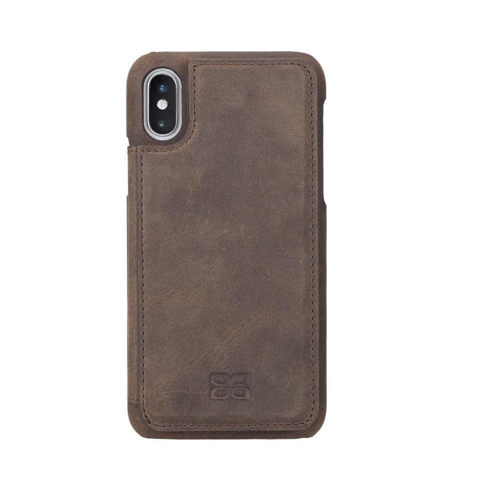 Ultimate Holder Genuine Leather Back Cover for iPhone X Series, featuring a sleek design with card holder and suede interior.