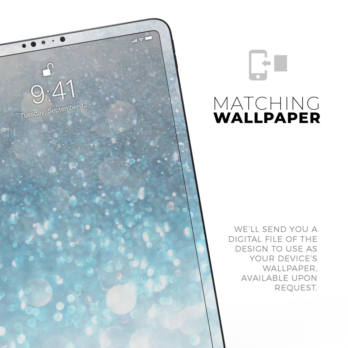 Unfocused Abstract Blue Rain skin decal for Apple iPad, showcasing vibrant blue abstract design on a sleek surface.