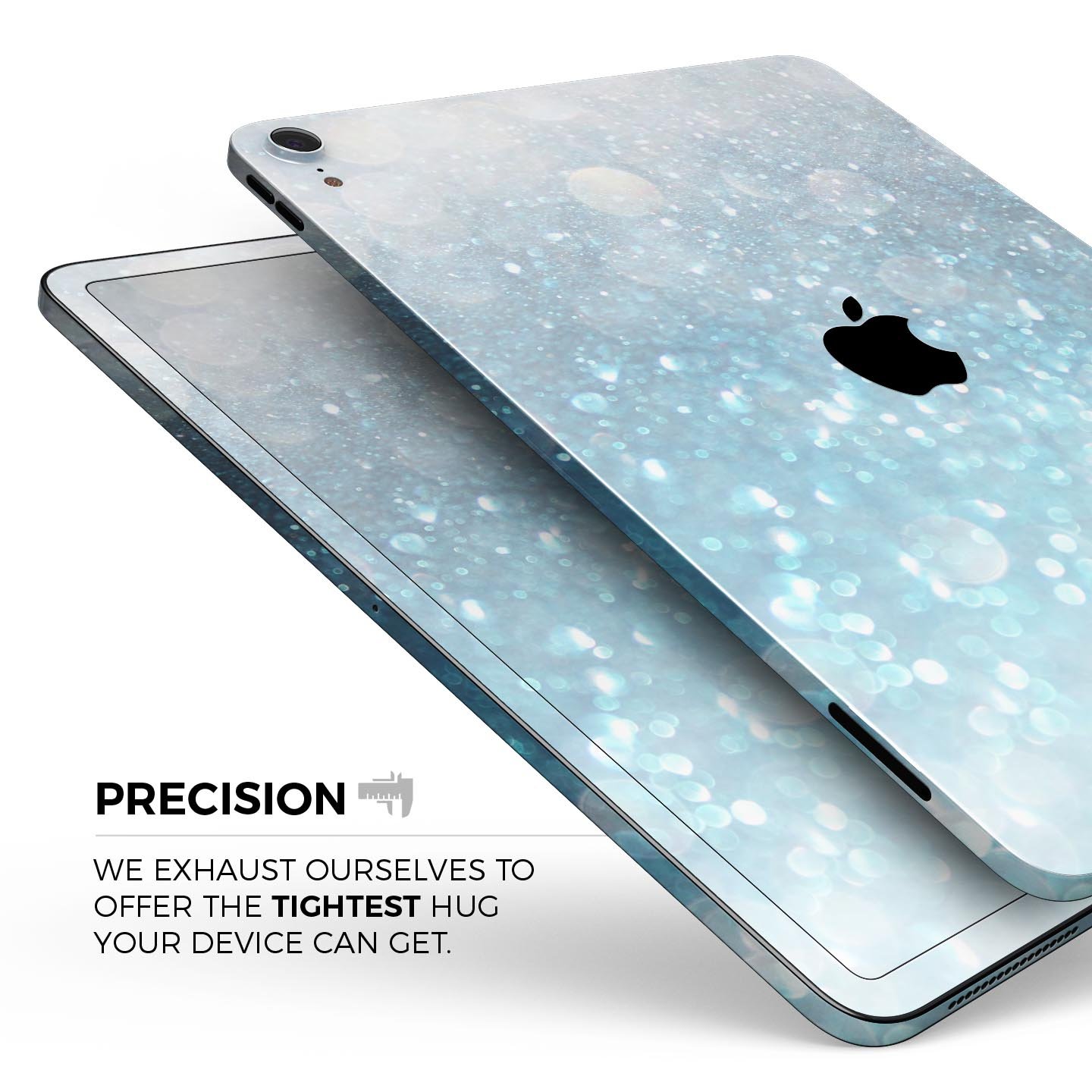 Unfocused Abstract Blue Rain skin decal for Apple iPad, showcasing vibrant blue abstract design on a sleek surface.