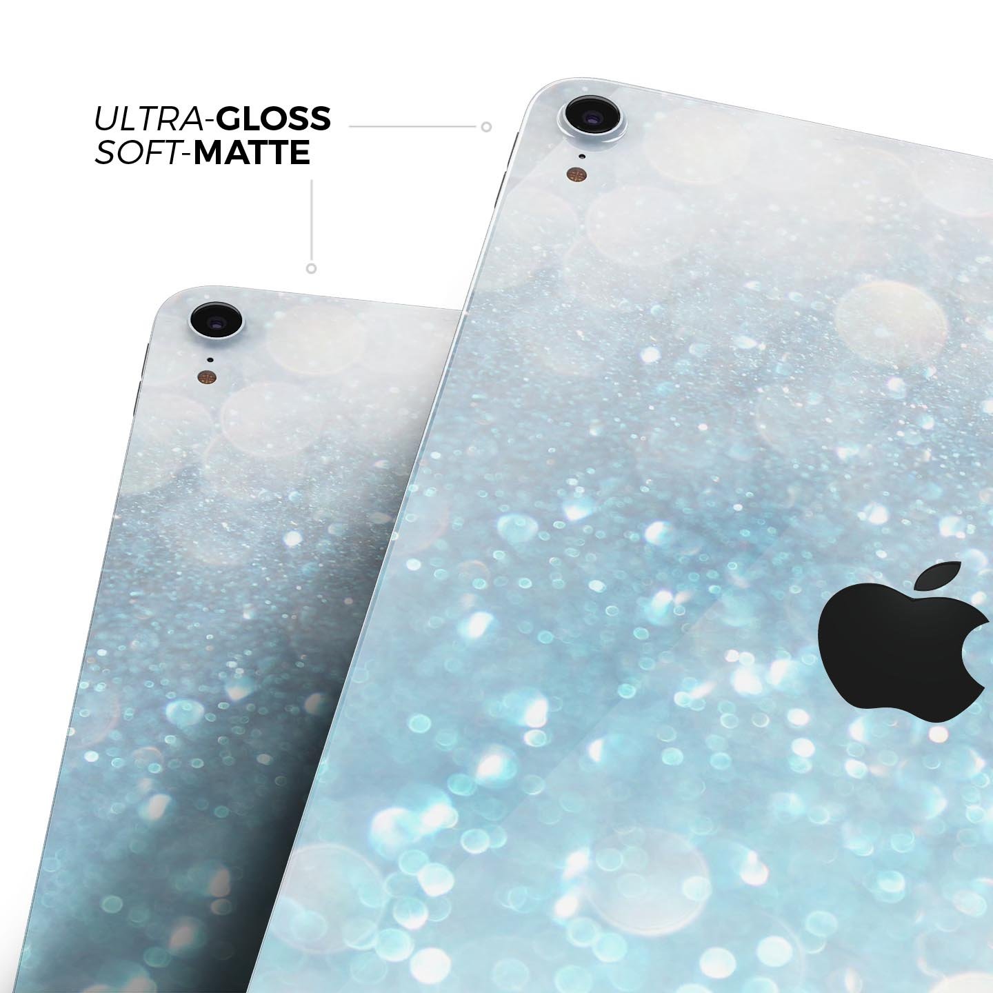 Unfocused Abstract Blue Rain skin decal for Apple iPad, showcasing vibrant blue abstract design on a sleek surface.