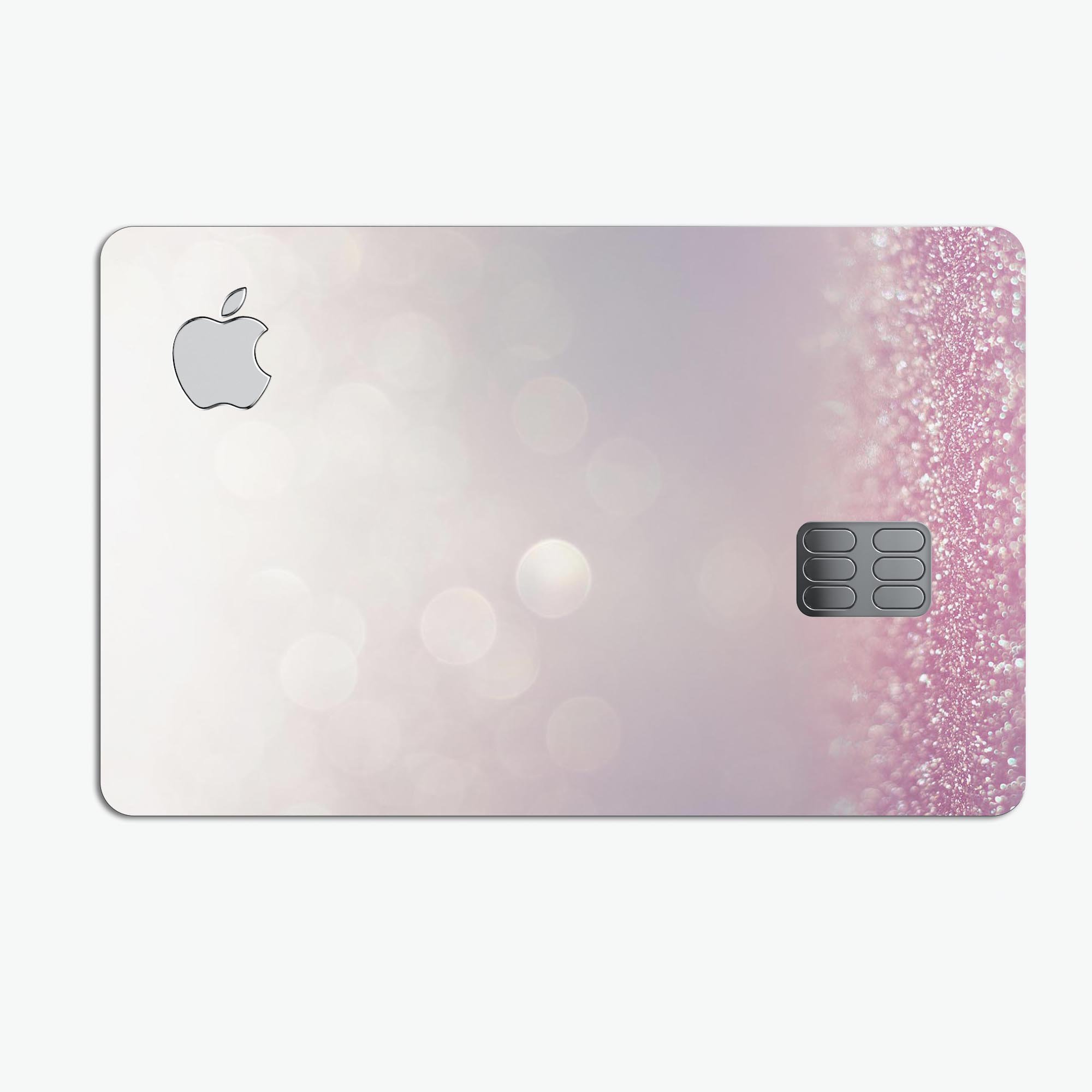 Light pink glowing orbs of light premium decal for Apple Card, showcasing a stylish design and protective features.