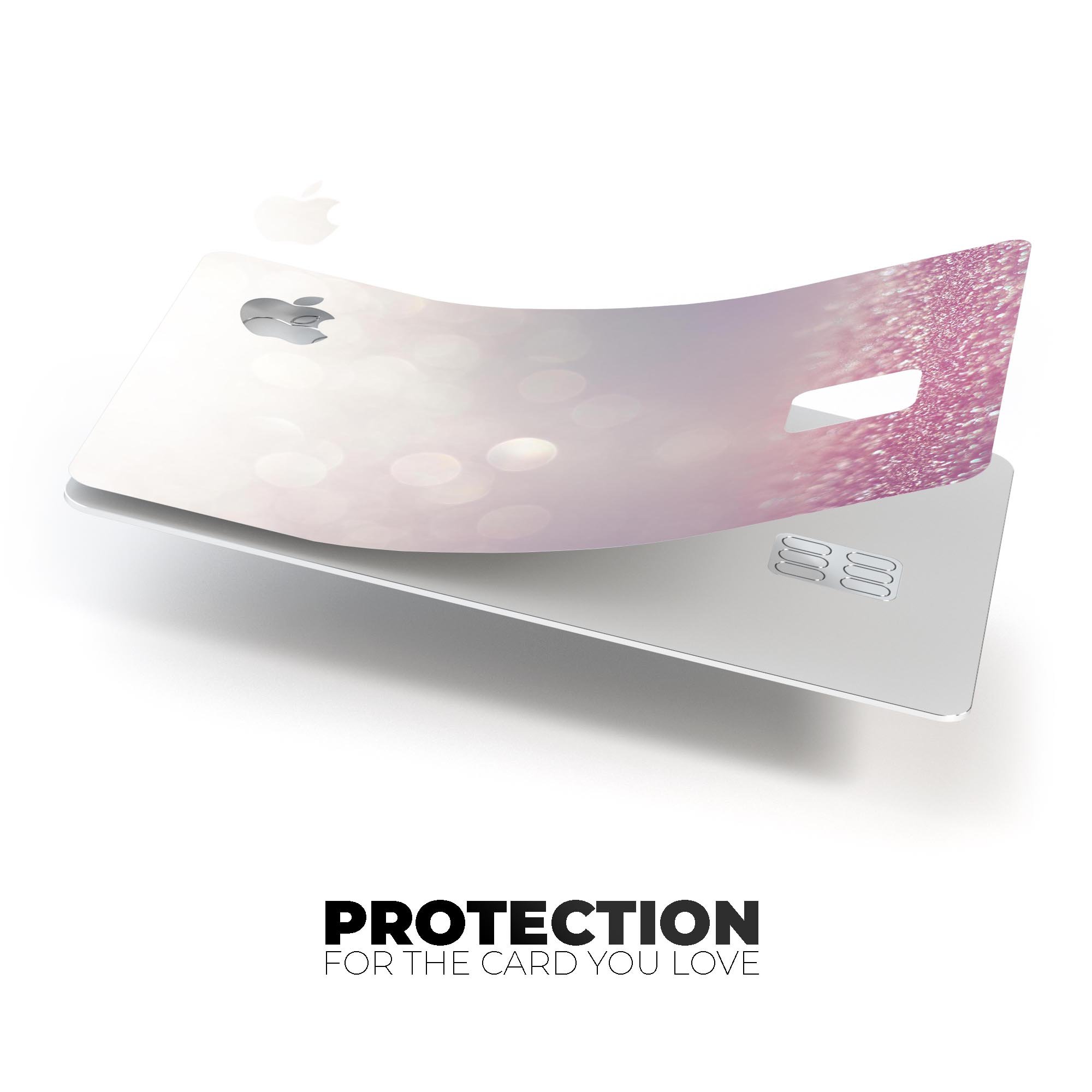 Light pink glowing orbs of light premium decal for Apple Card, showcasing a stylish design and protective features.