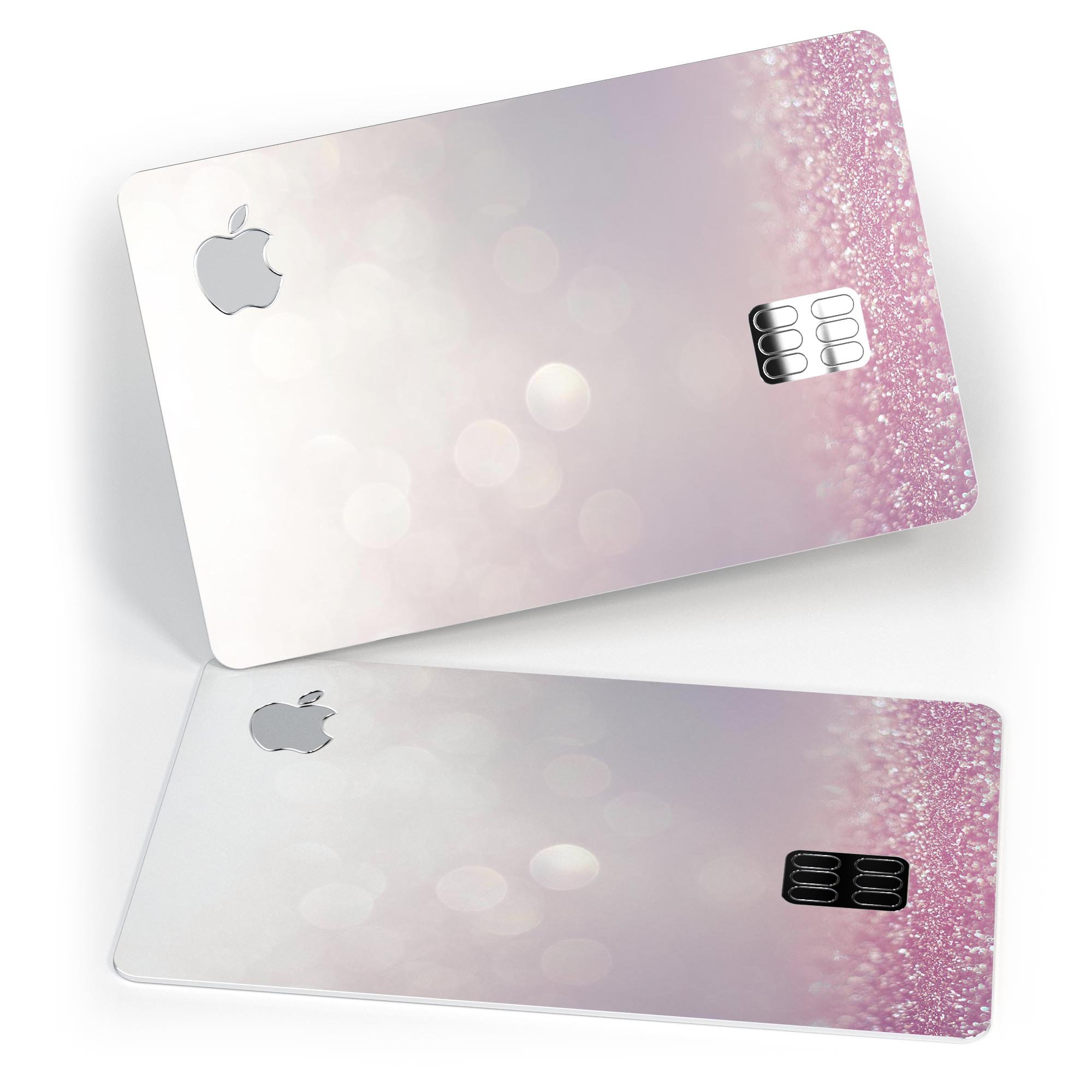Light pink glowing orbs of light premium decal for Apple Card, showcasing a stylish design and protective features.