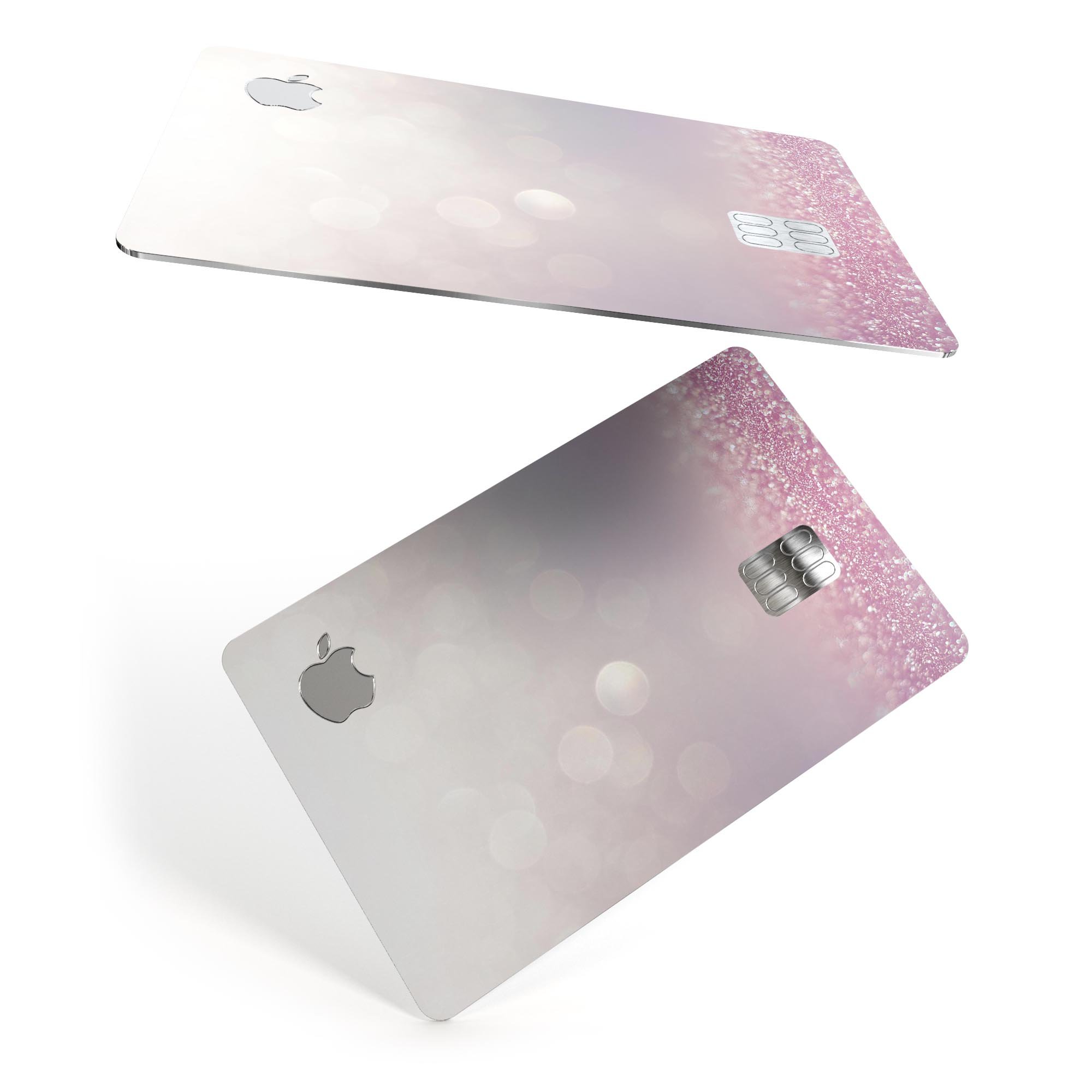 Light pink glowing orbs of light premium decal for Apple Card, showcasing a stylish design and protective features.