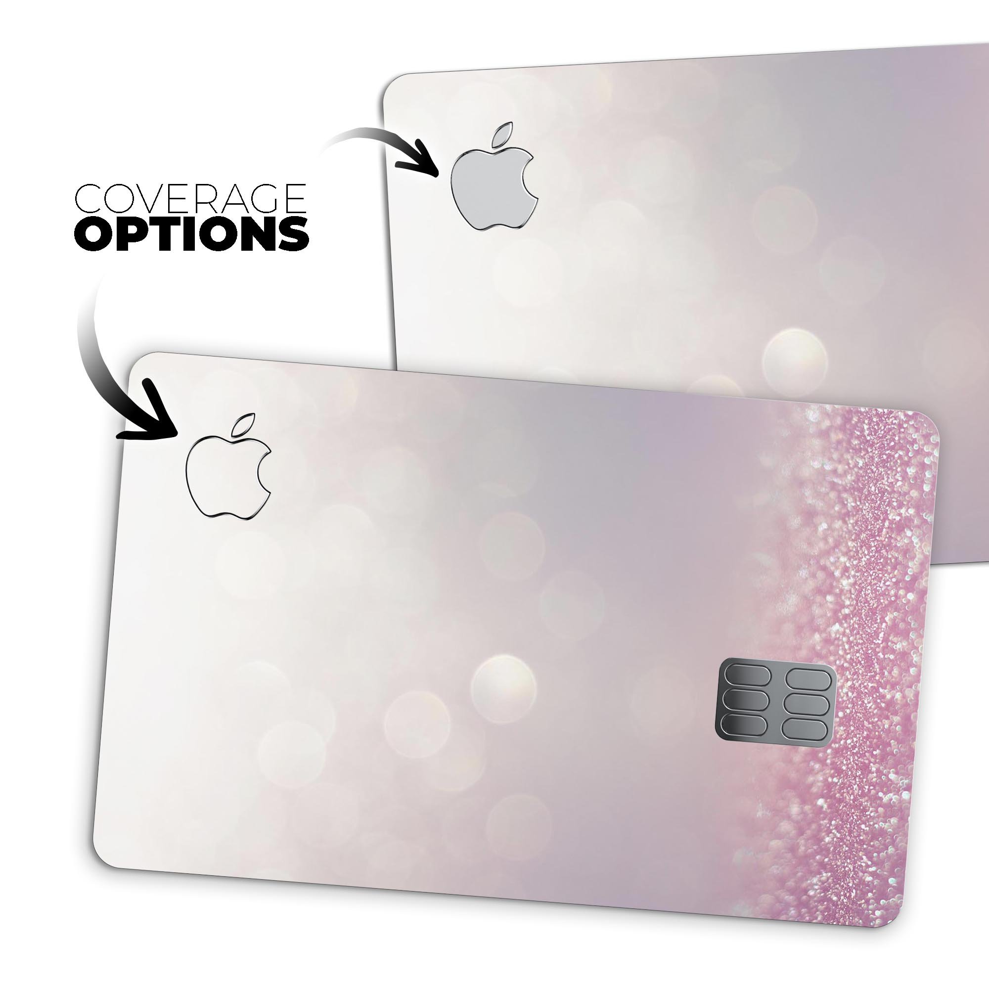 Light pink glowing orbs of light premium decal for Apple Card, showcasing a stylish design and protective features.