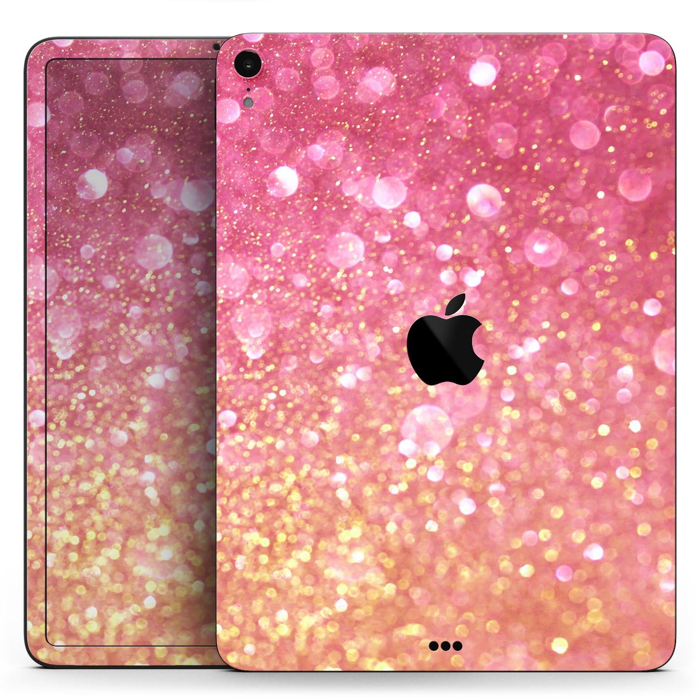Unfocused Pink and Gold Orbs skin decal for Apple iPad, showcasing vibrant colors and a sleek design.
