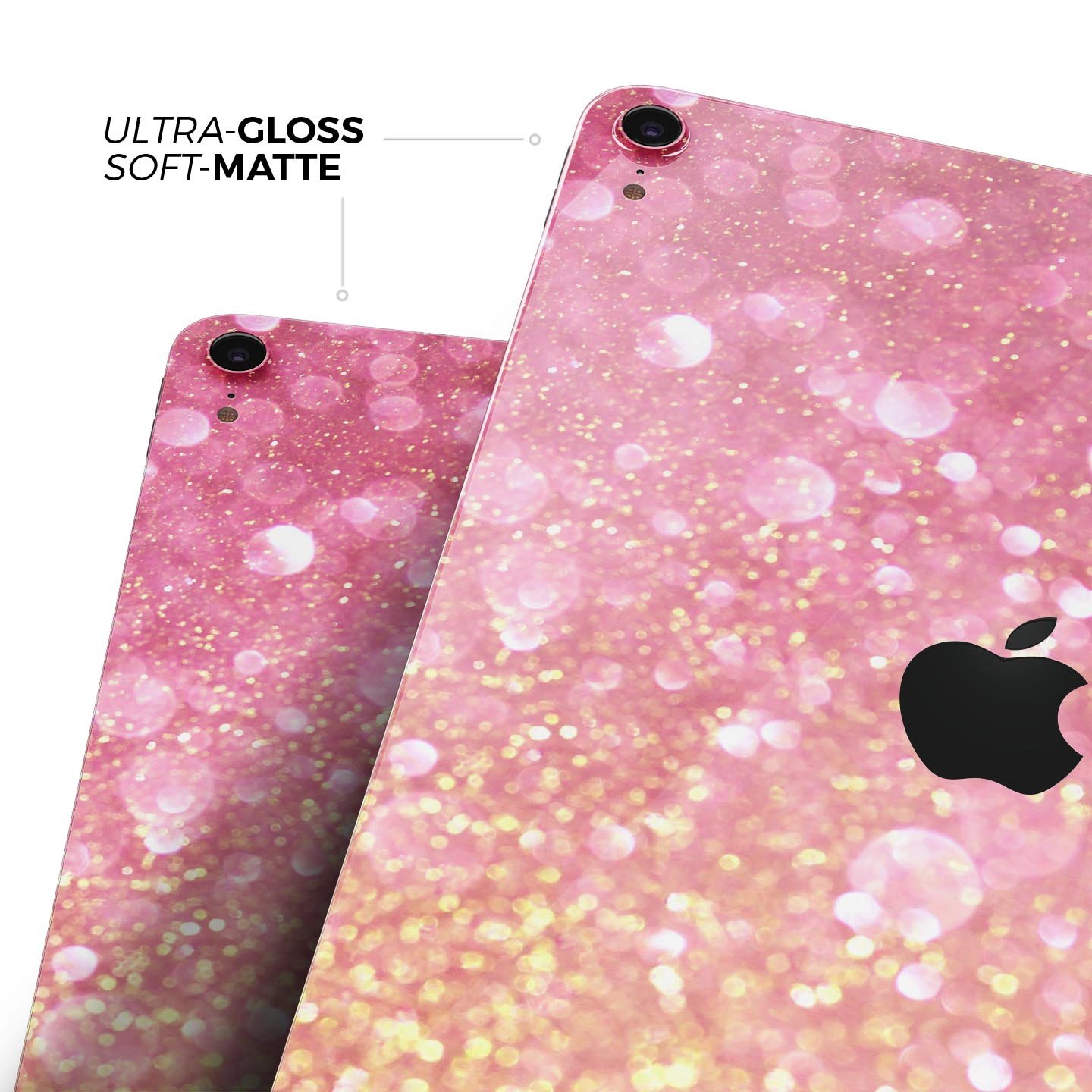 Unfocused Pink and Gold Orbs skin decal for Apple iPad, showcasing vibrant colors and a sleek design.