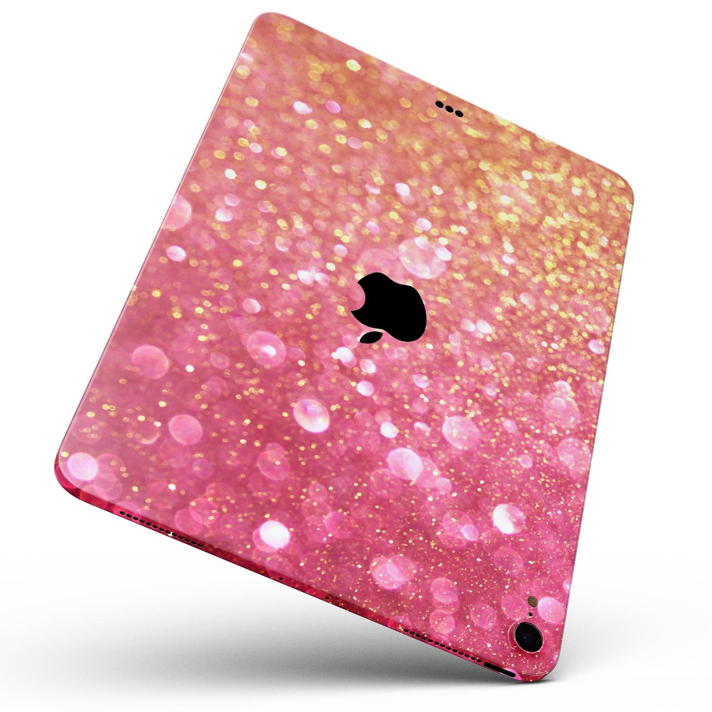 Unfocused Pink and Gold Orbs skin decal for Apple iPad, showcasing vibrant colors and a sleek design.