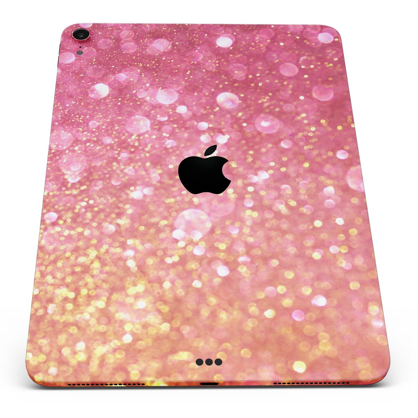 Unfocused Pink and Gold Orbs skin decal for Apple iPad, showcasing vibrant colors and a sleek design.