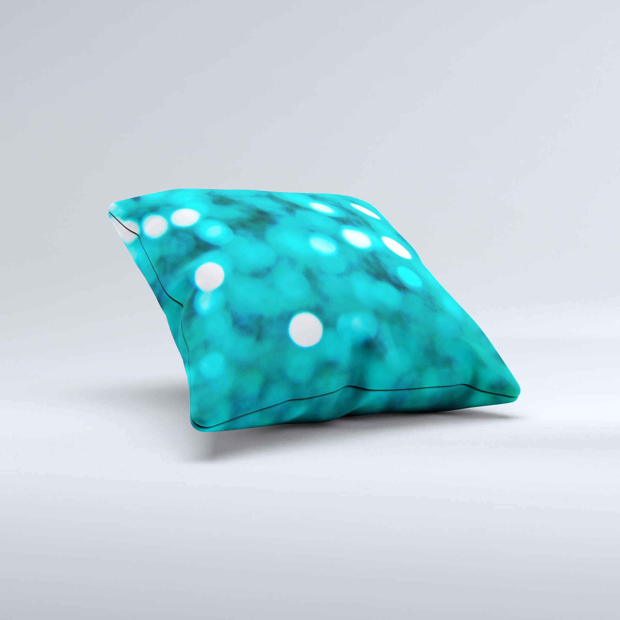 Unfocused Subtle Blue Sparkle Ink-Fuzed Decorative Throw Pillow with a unique handcrafted design, showcasing subtle blue sparkles on a soft fabric.