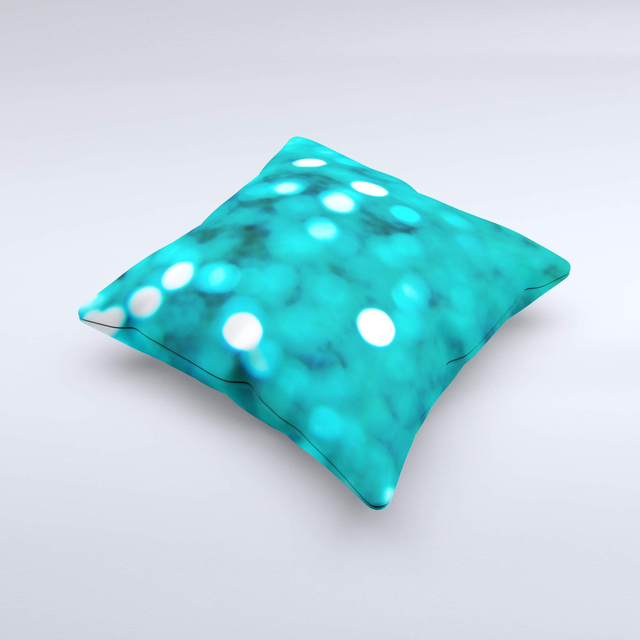 Unfocused Subtle Blue Sparkle Ink-Fuzed Decorative Throw Pillow with a unique handcrafted design, showcasing subtle blue sparkles on a soft fabric.
