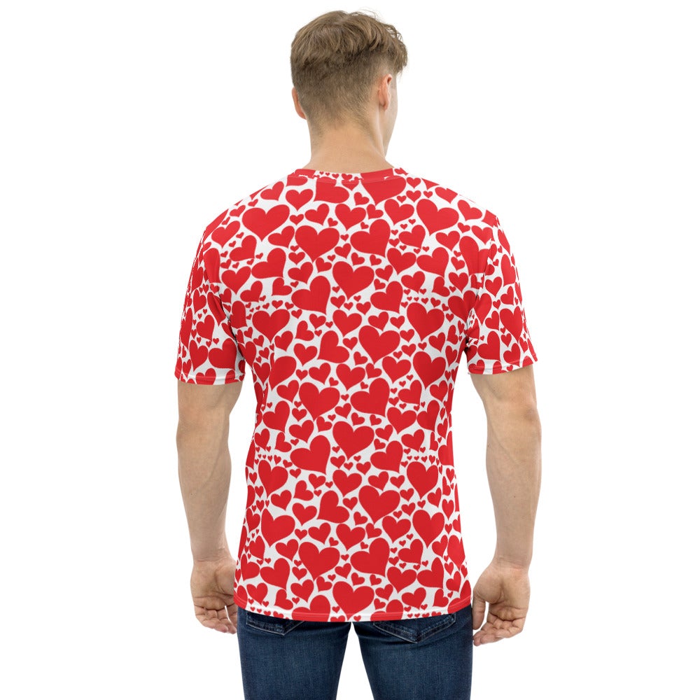 Uniquely You Men's Graphic T-shirt in vibrant red with heart design, perfect for Valentine's Day.